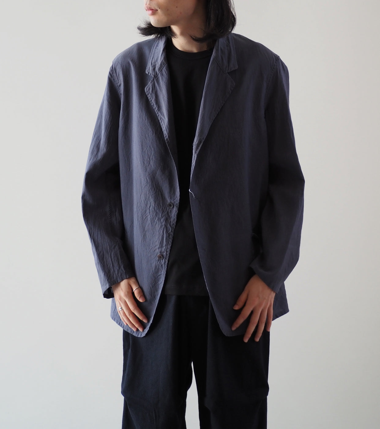 COMOLI Cotton Silk Jaket ,Navy