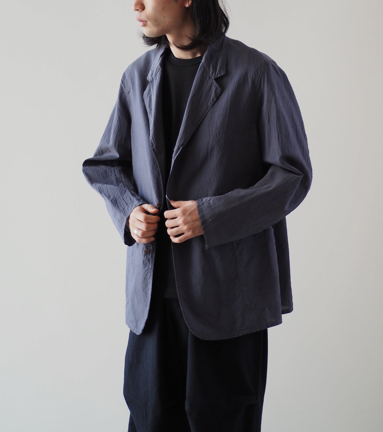 COMOLI Cotton Silk Jaket ,Navy