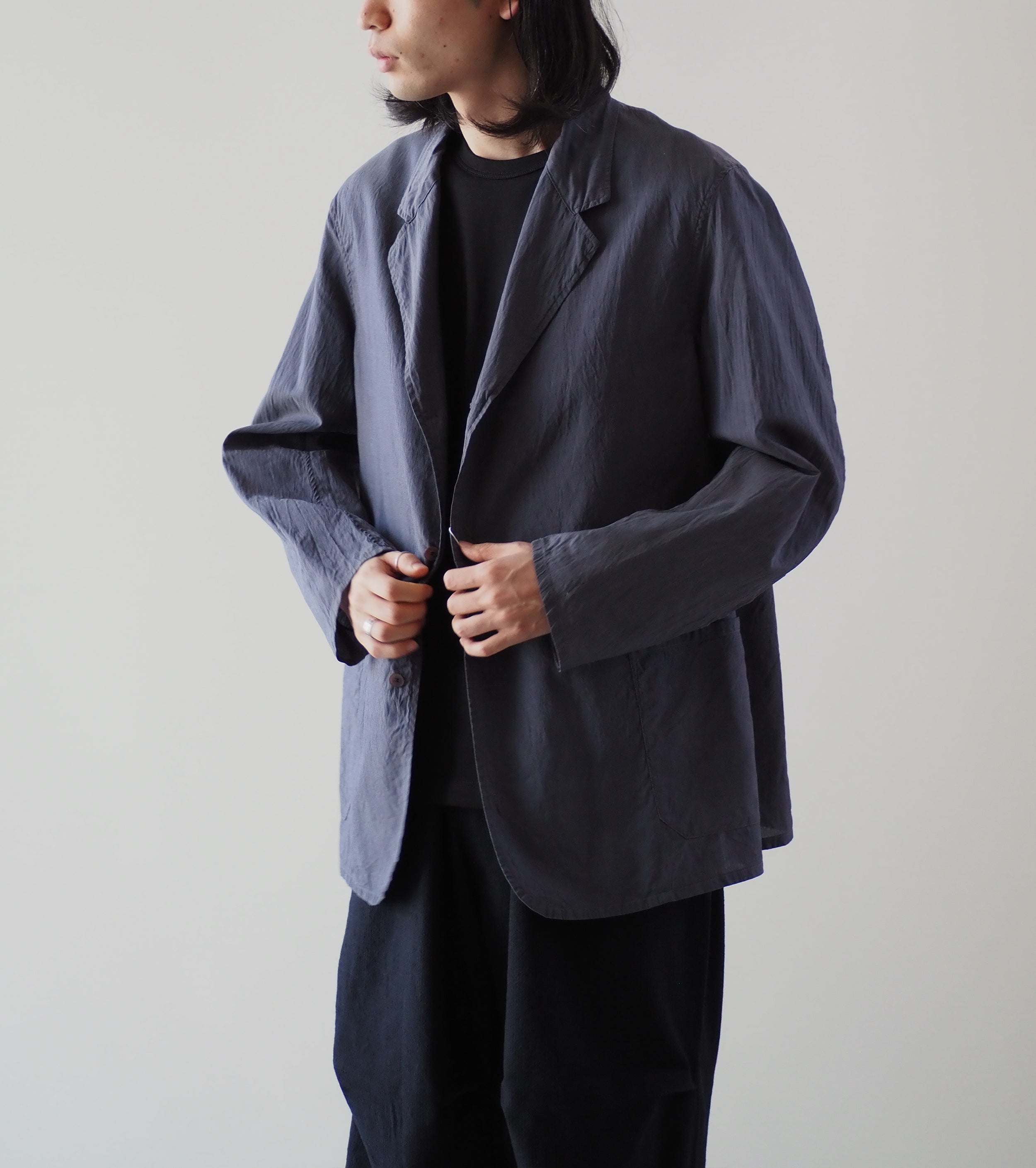COMOLI Cotton Silk Jaket ,Navy