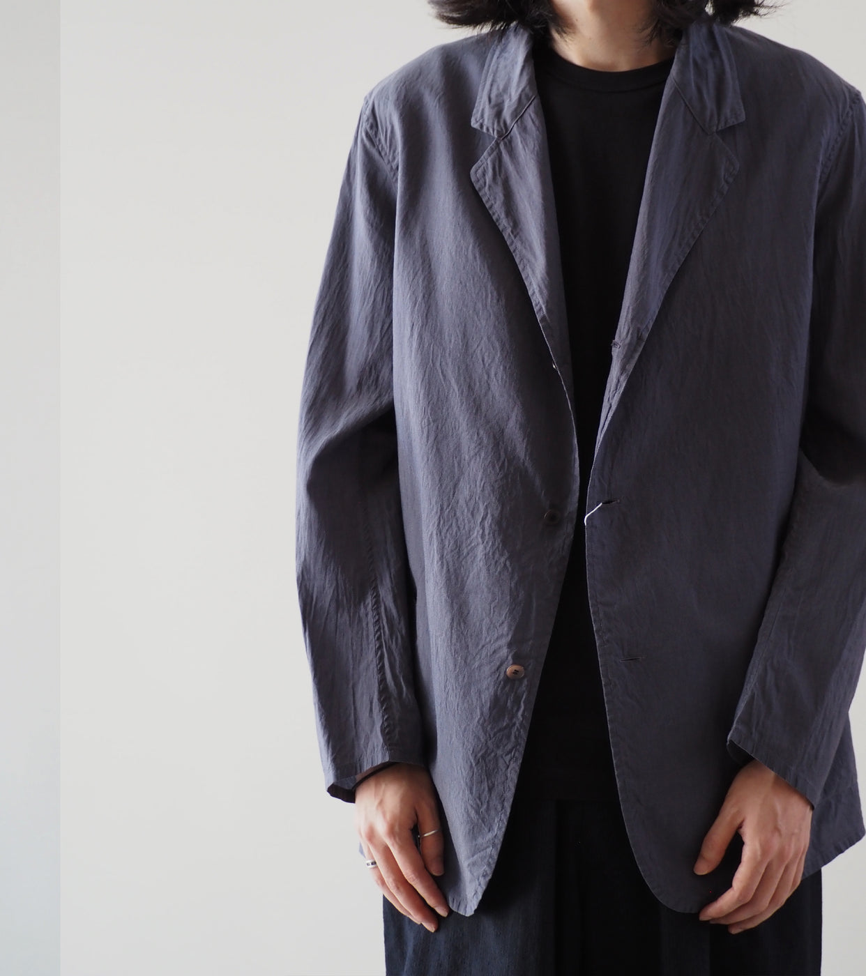 COMOLI コットン シルク ジャケット, Navy