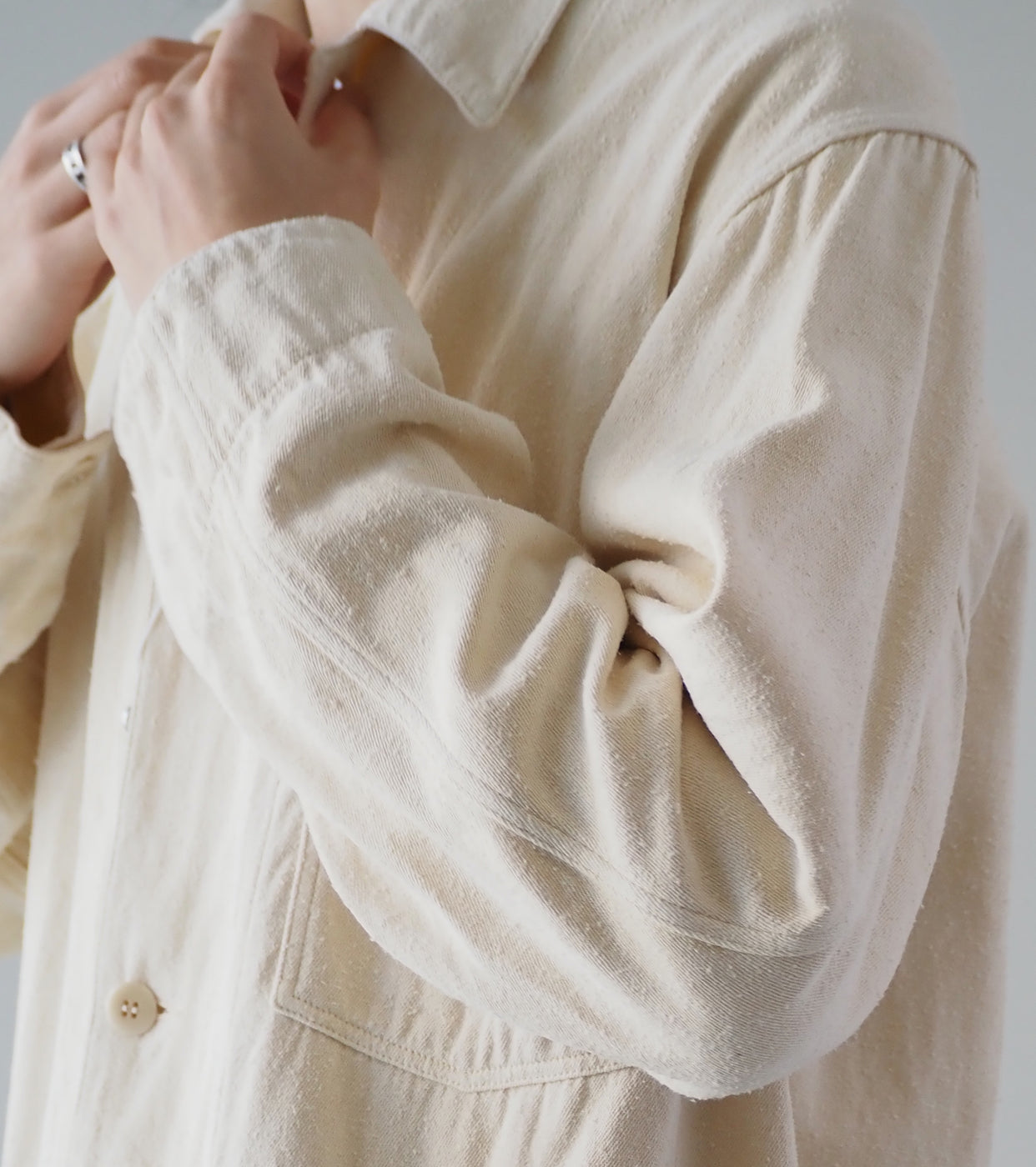 COMOLI Silk 1938 Jacket , Ecru