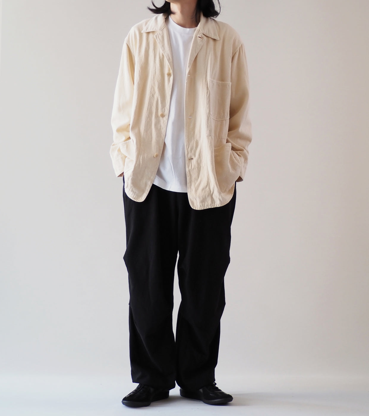 COMOLI Silk 1938 Jacket , Ecru
