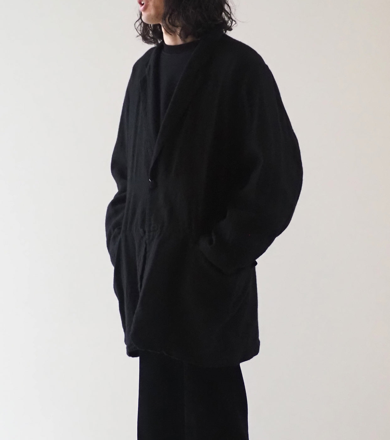 COMOLI Cashmere Silk Frock Coat , Black