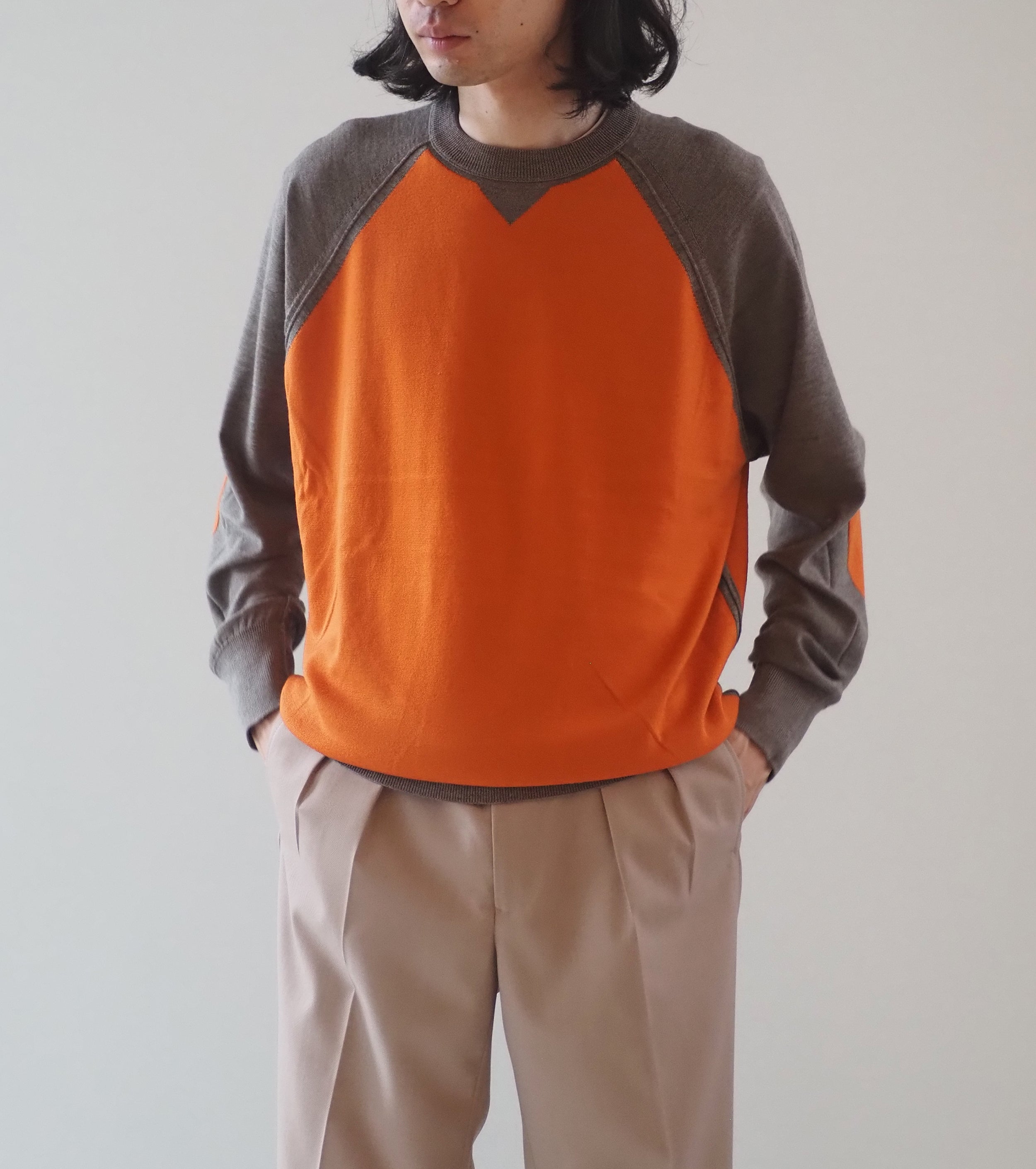 MAATEE&SONS TUBLER SWEATER MARTIN , Brown Orange – Navyblue