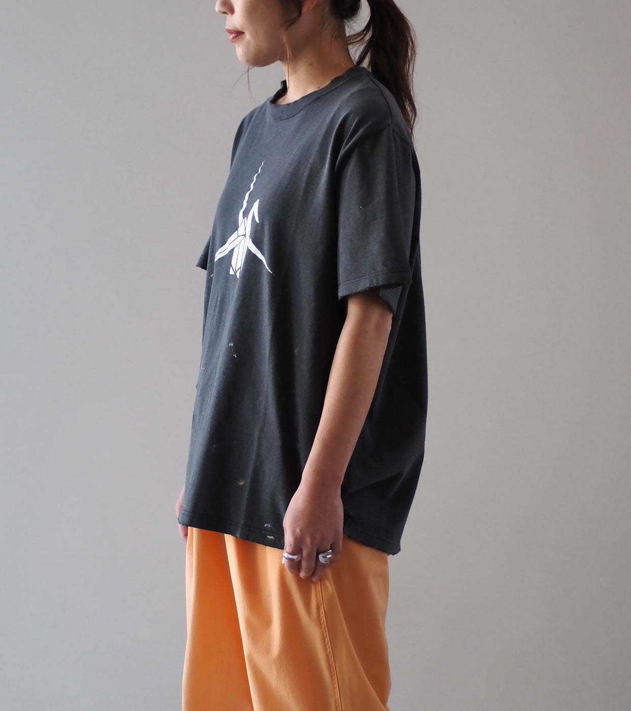 orslow T-SHIRT ORIGAMI PRINT , Black