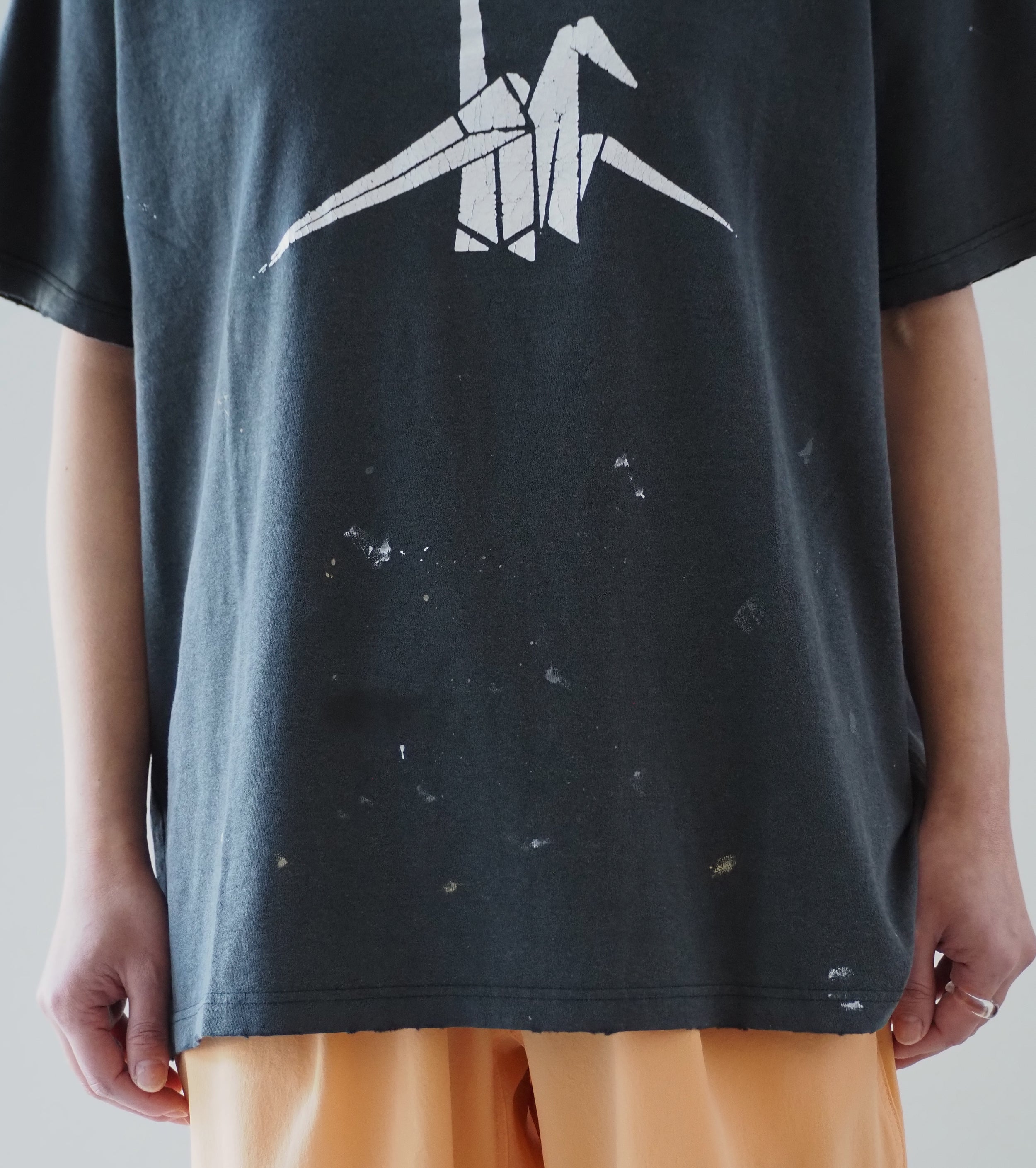 orslow T-SHIRT ORIGAMI PRINT , Black