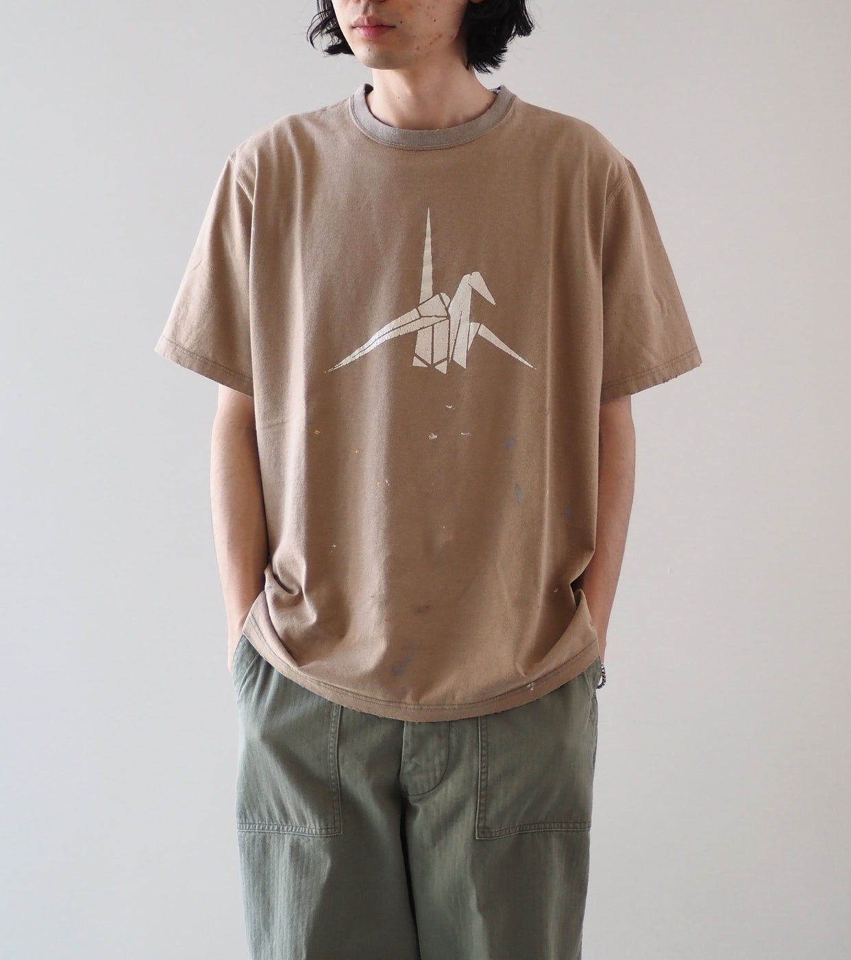 orslow T-SHIRT ORIGAMI PRINT , Beige