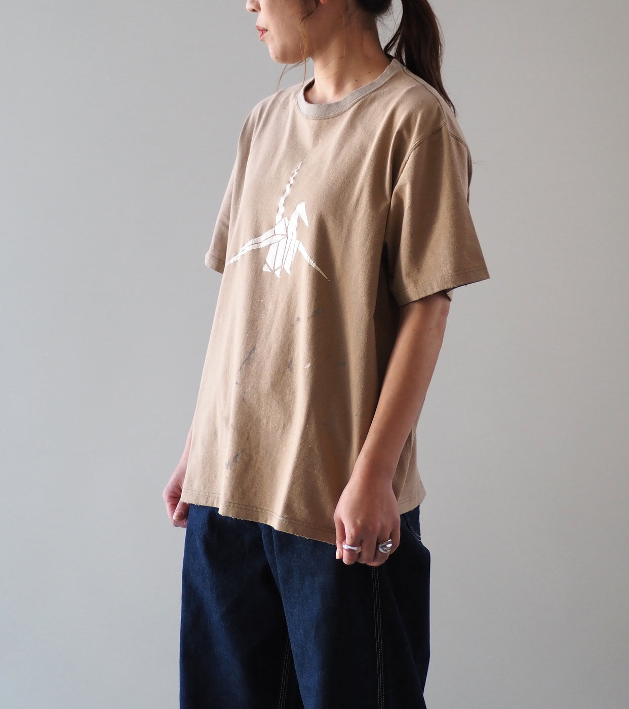 orslow T-SHIRT ORIGAMI PRINT , Beige