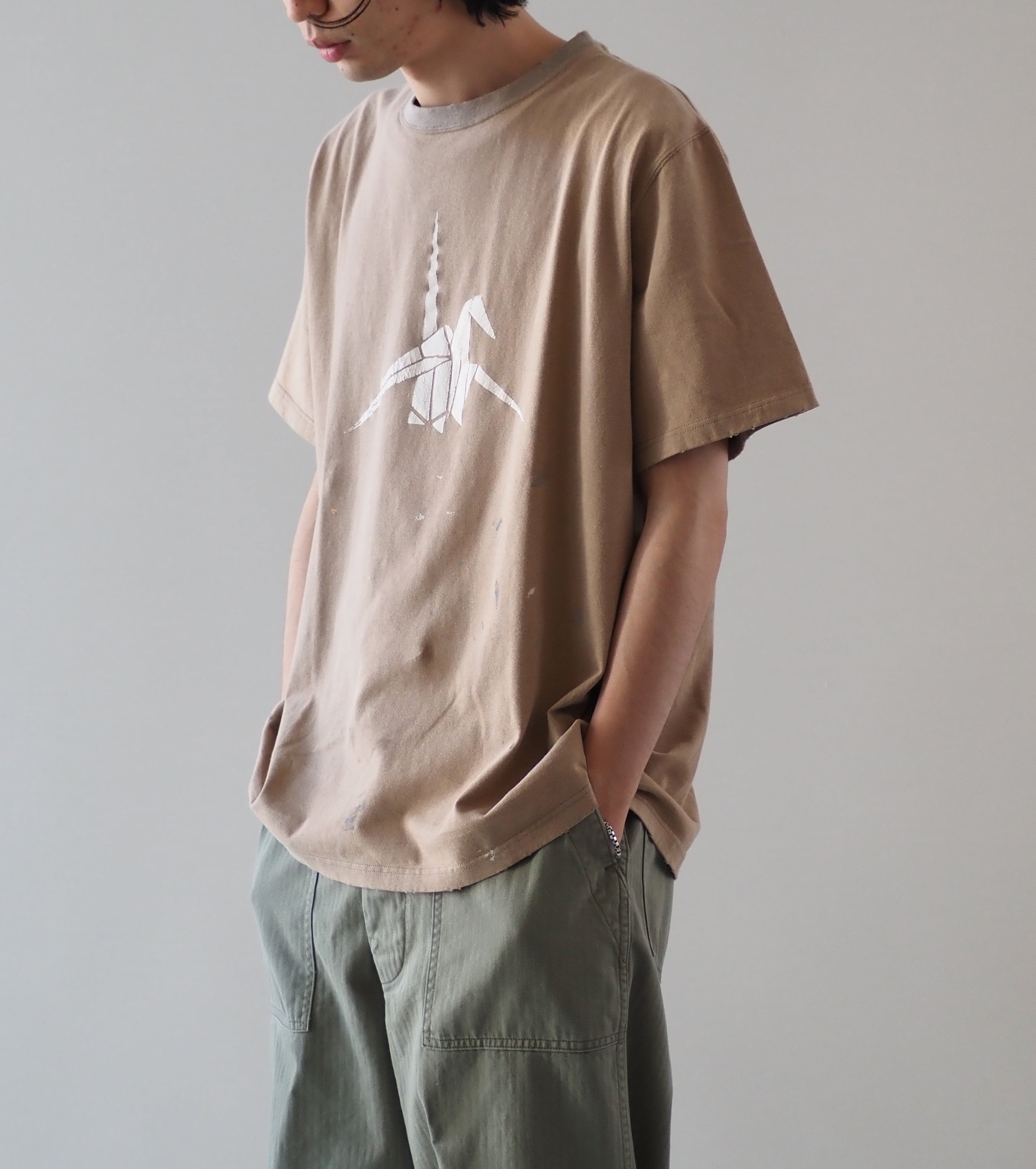 orslow T-SHIRT ORIGAMI PRINT , Beige