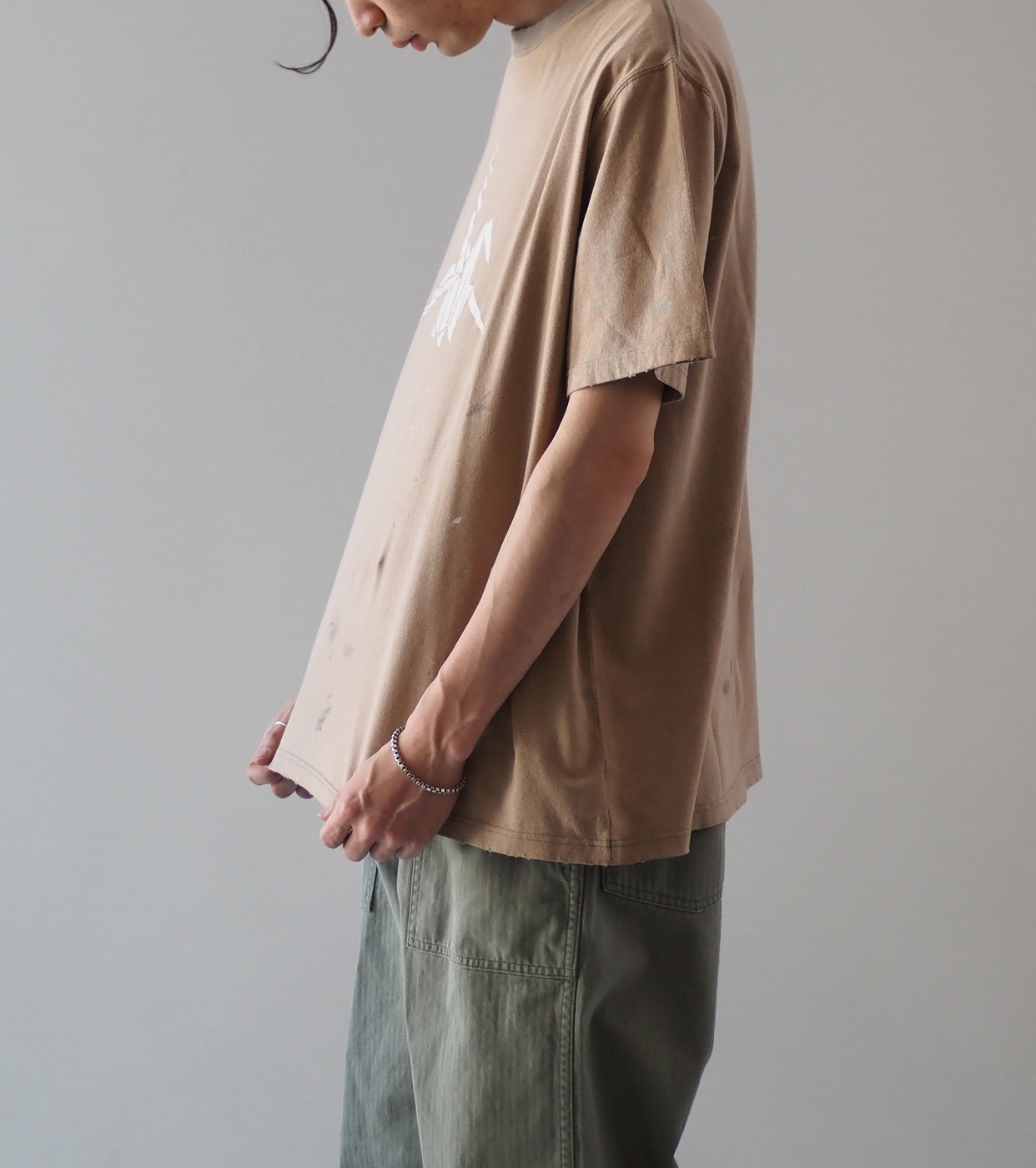 orslow T-SHIRT ORIGAMI PRINT , Beige