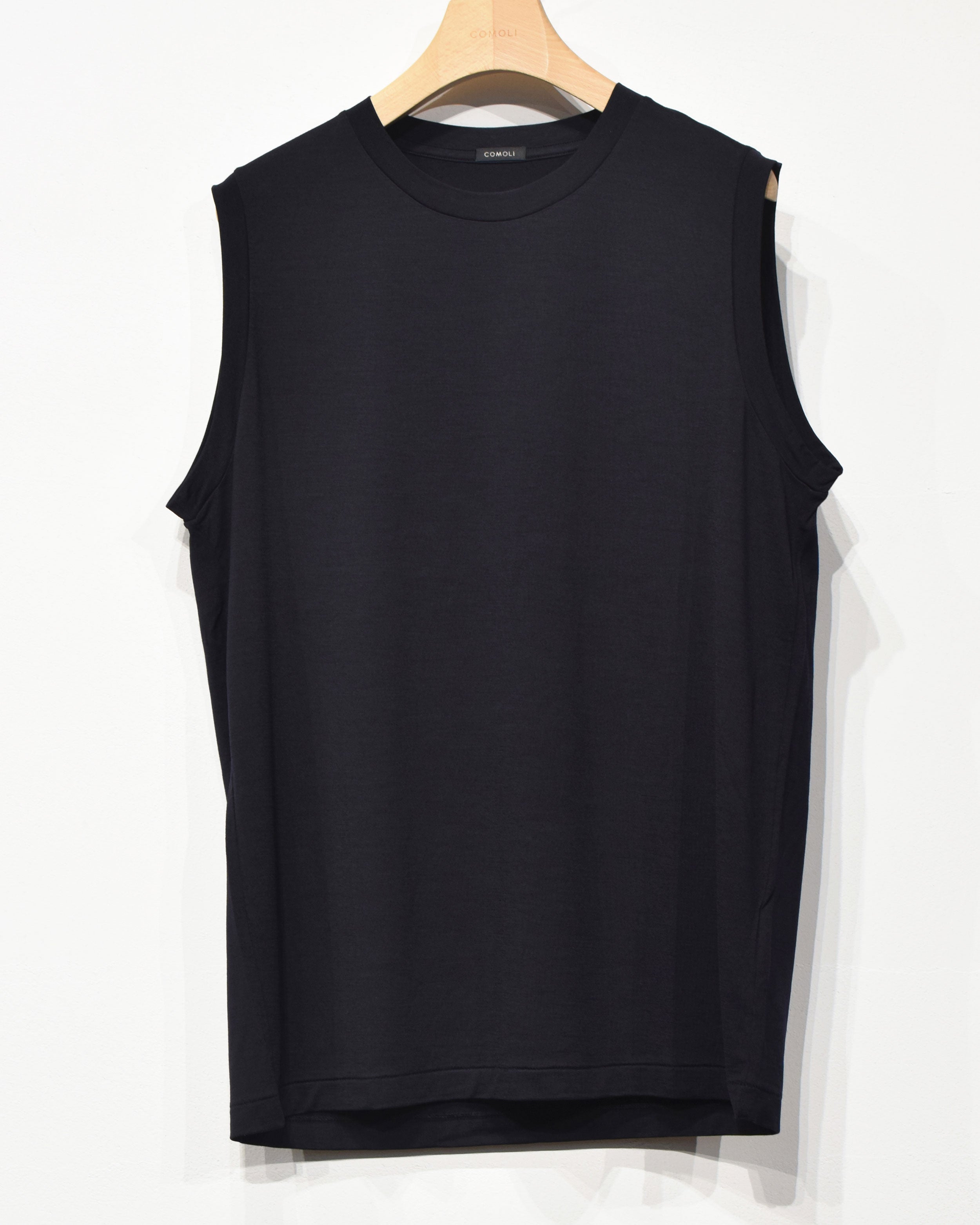 公式の  , ノースリーブ サマーウール天竺 Navy Navyblue – トップス