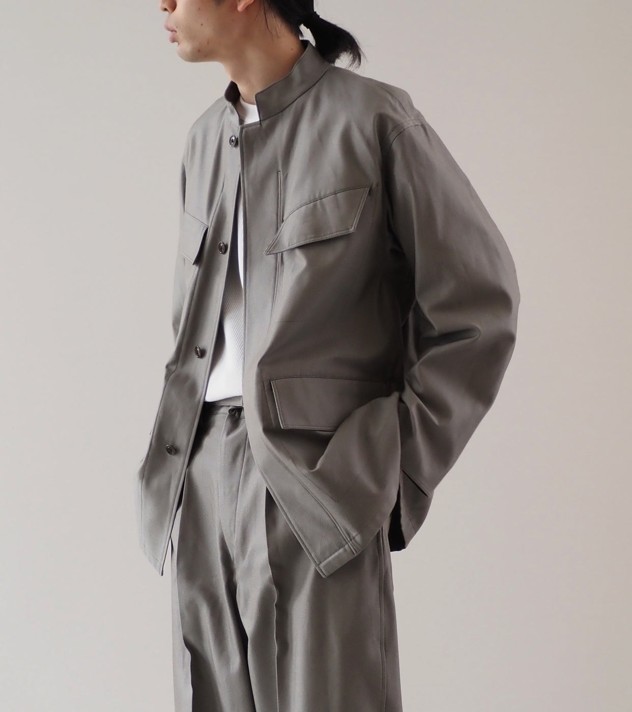 Blurhms Drill Chambray 88 Field Jacket, Blue Beige