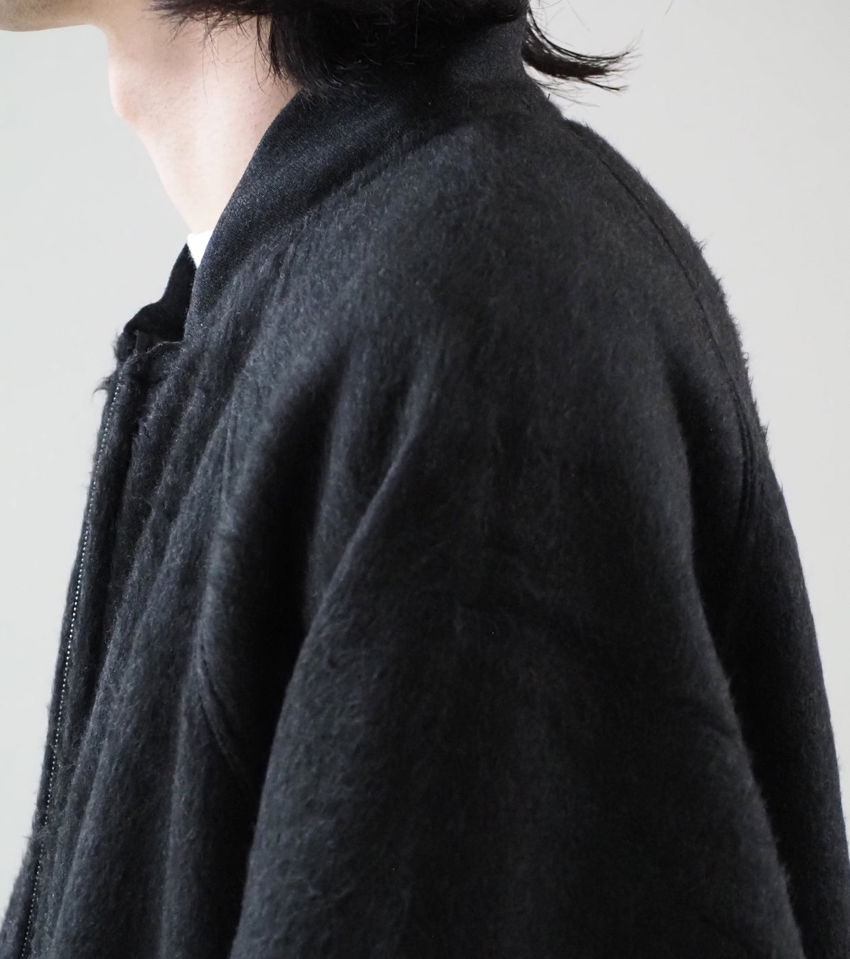 blurhms Pe/Silk Fleece Bomber Jacket , Heather Black
