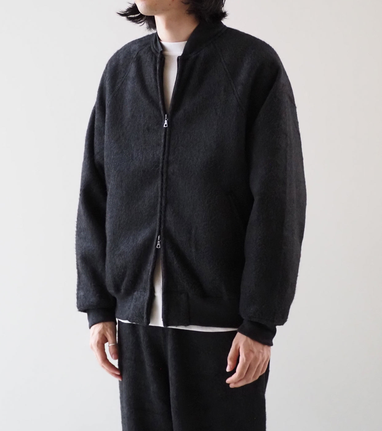 blurhms Pe/Silk Fleece Bomber Jacket , Heather Black