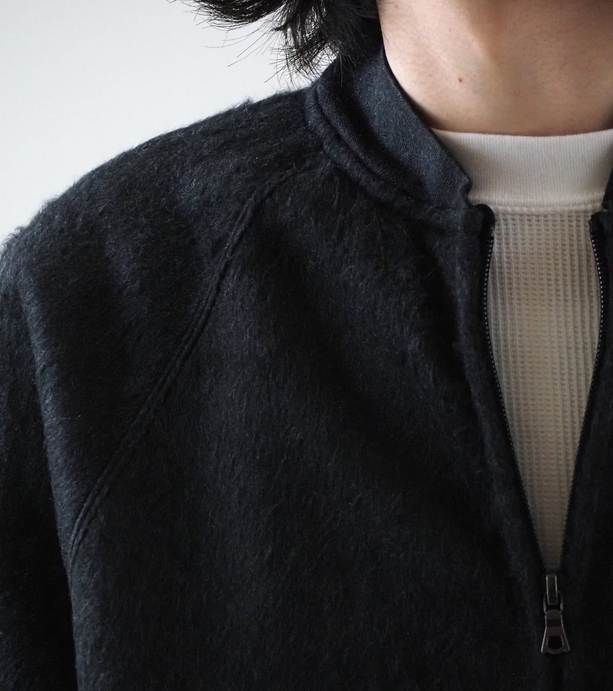 blurhms Pe/Silk Fleece Bomber Jacket , Heather Black