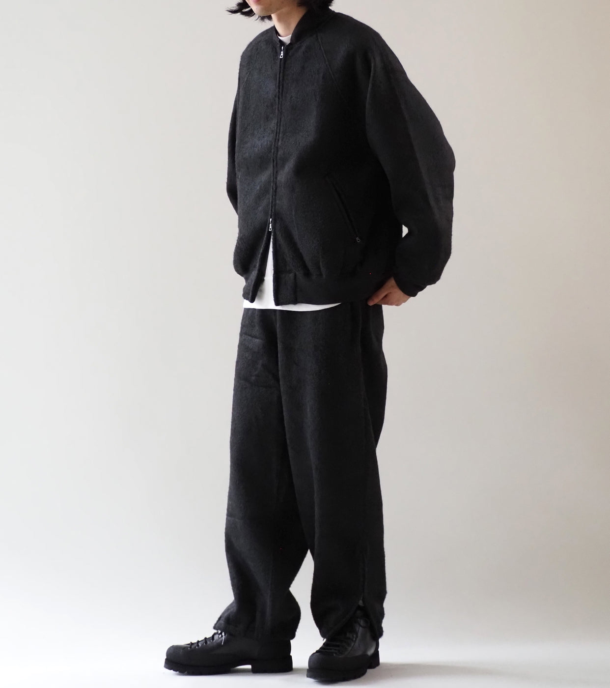 blurhms Pe/Silk Fleece Bomber Jacket , Heather Black