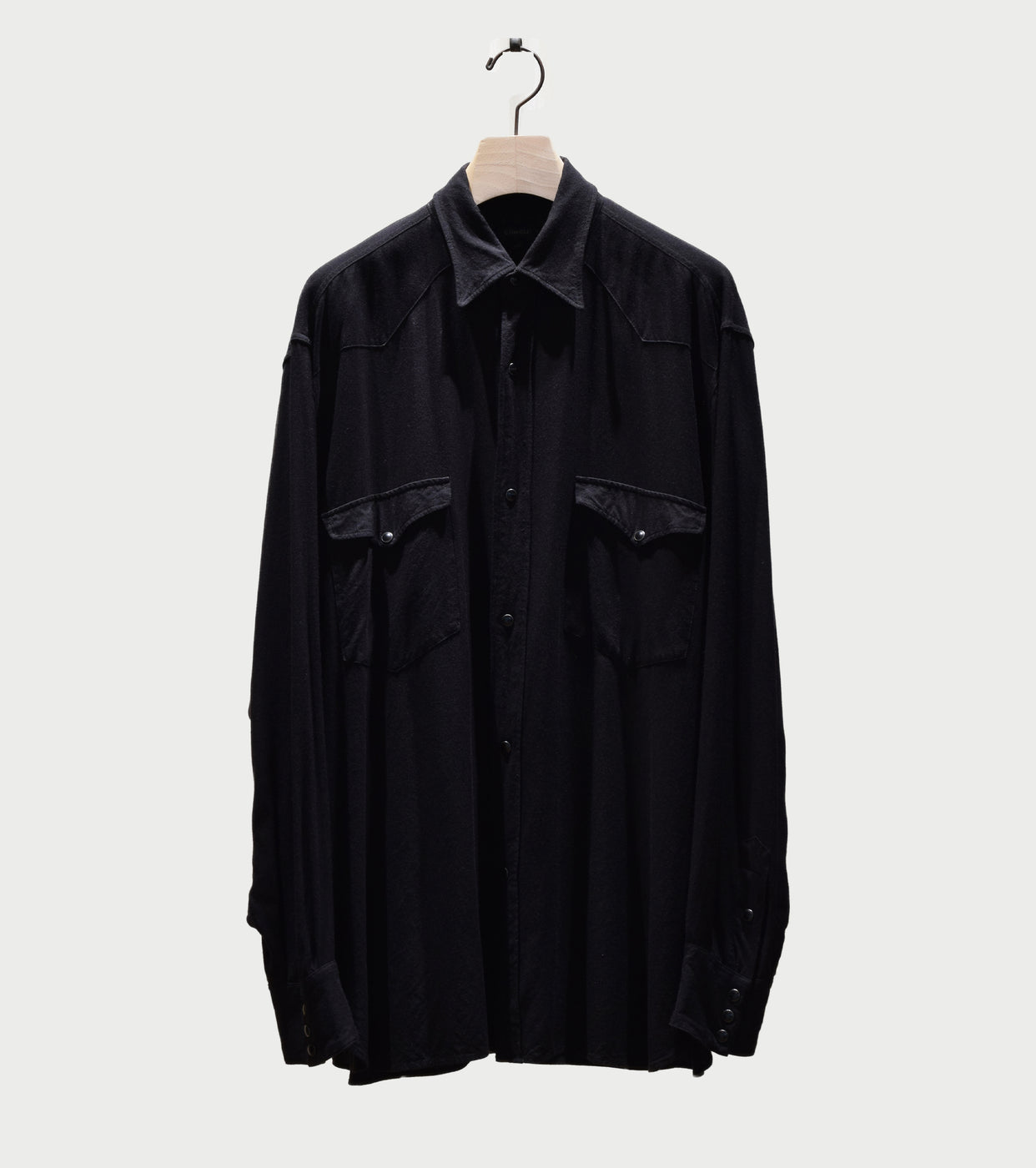 COMOLI Rayon Western Shirt, Black