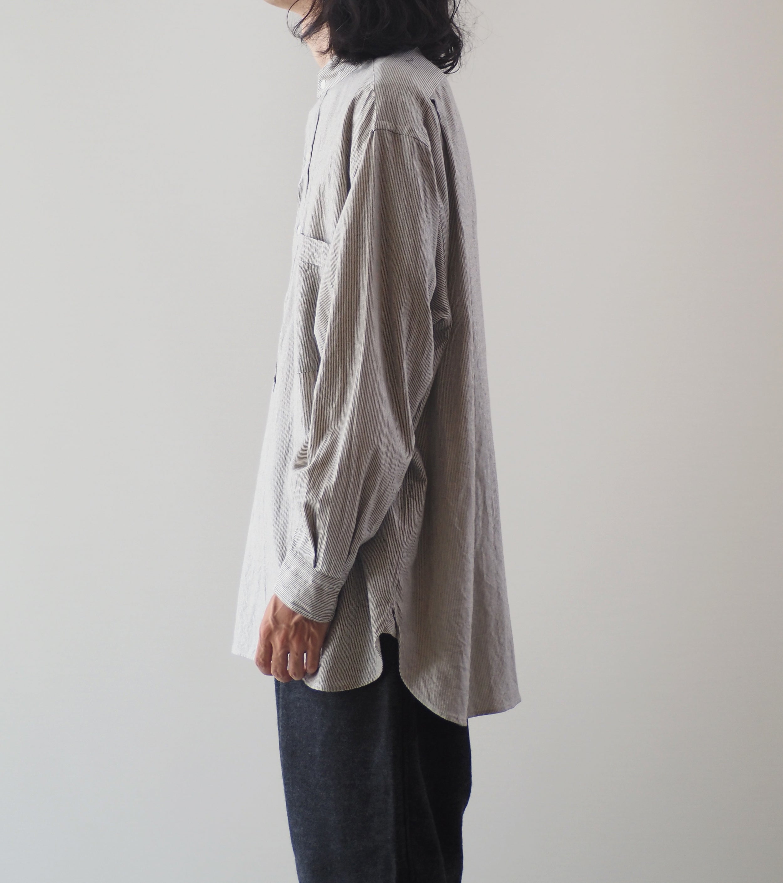 COMOLI  C/CA Stripe Pullover Shirt , Stripe