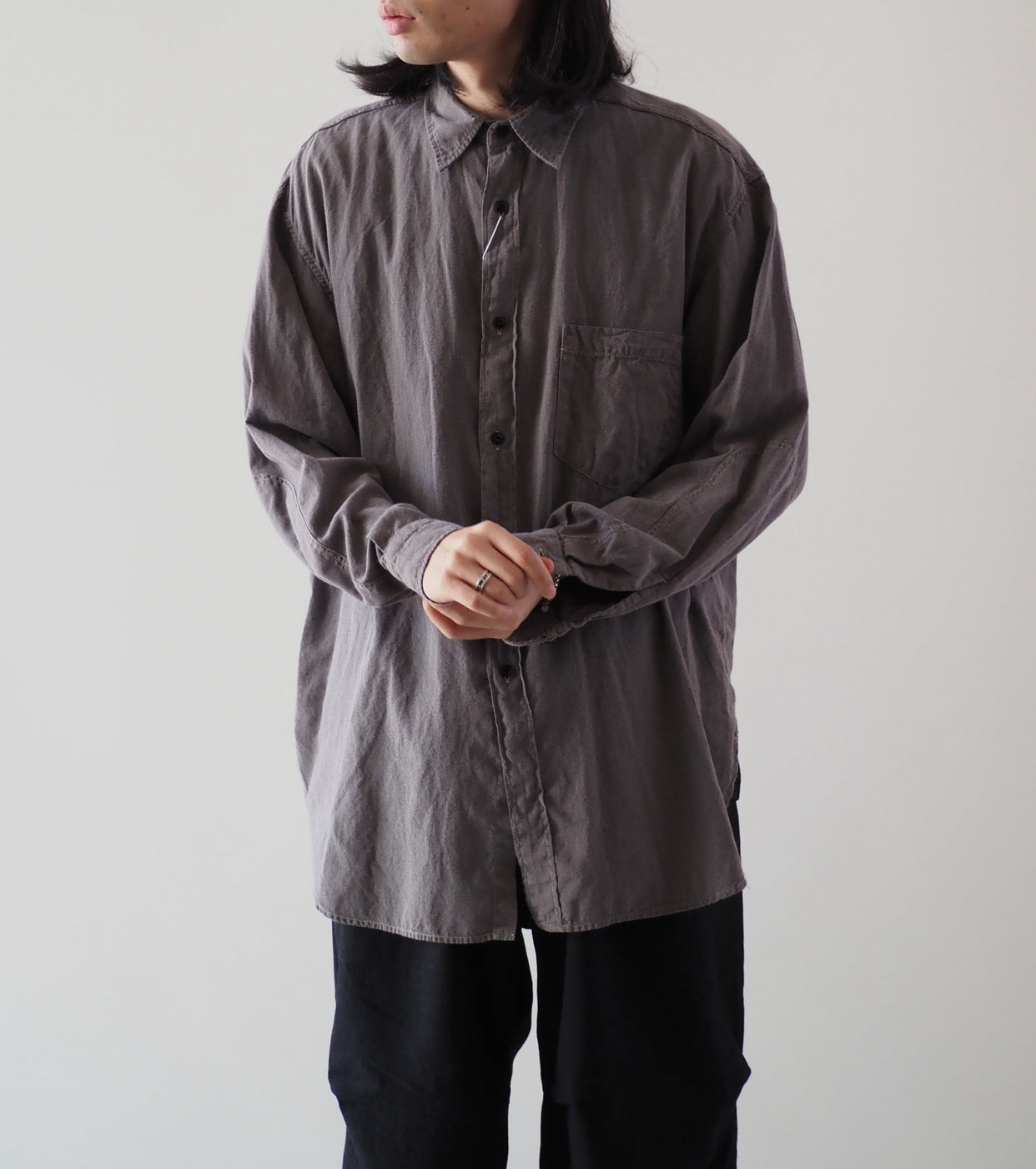 COMOLI ヨリ杢 ワークシャツ, Gray