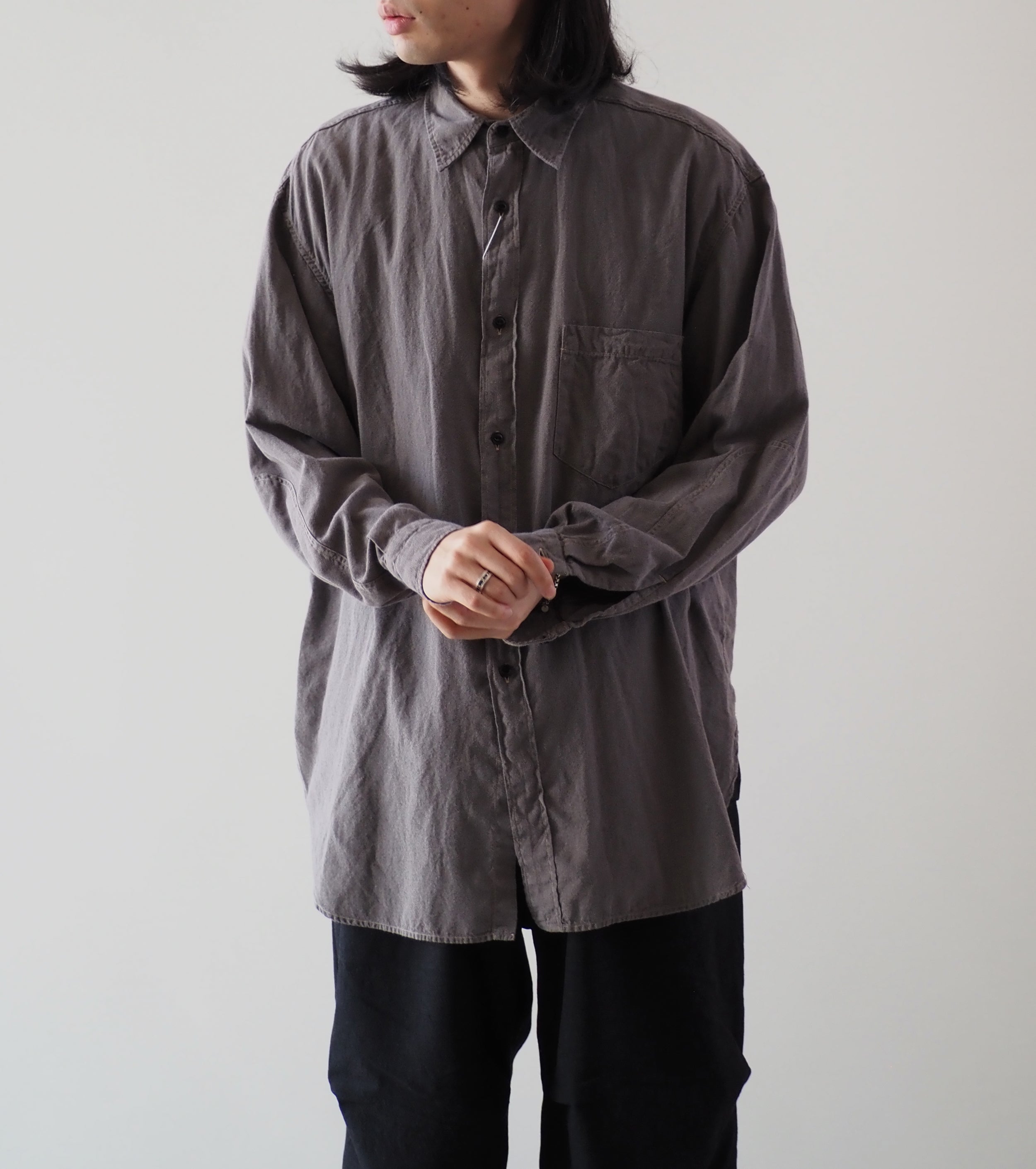 COMOLI  Yori Moku Work Shirt, Gray
