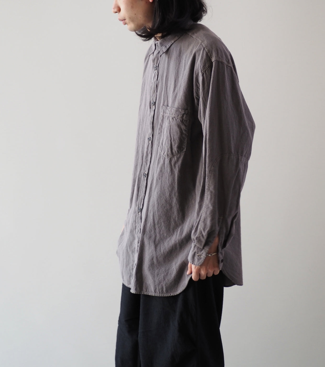 COMOLI ヨリ杢 ワークシャツ, Gray