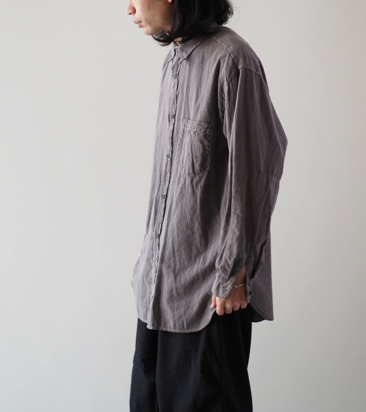 COMOLI Yori Moku Work Shirt, Gray