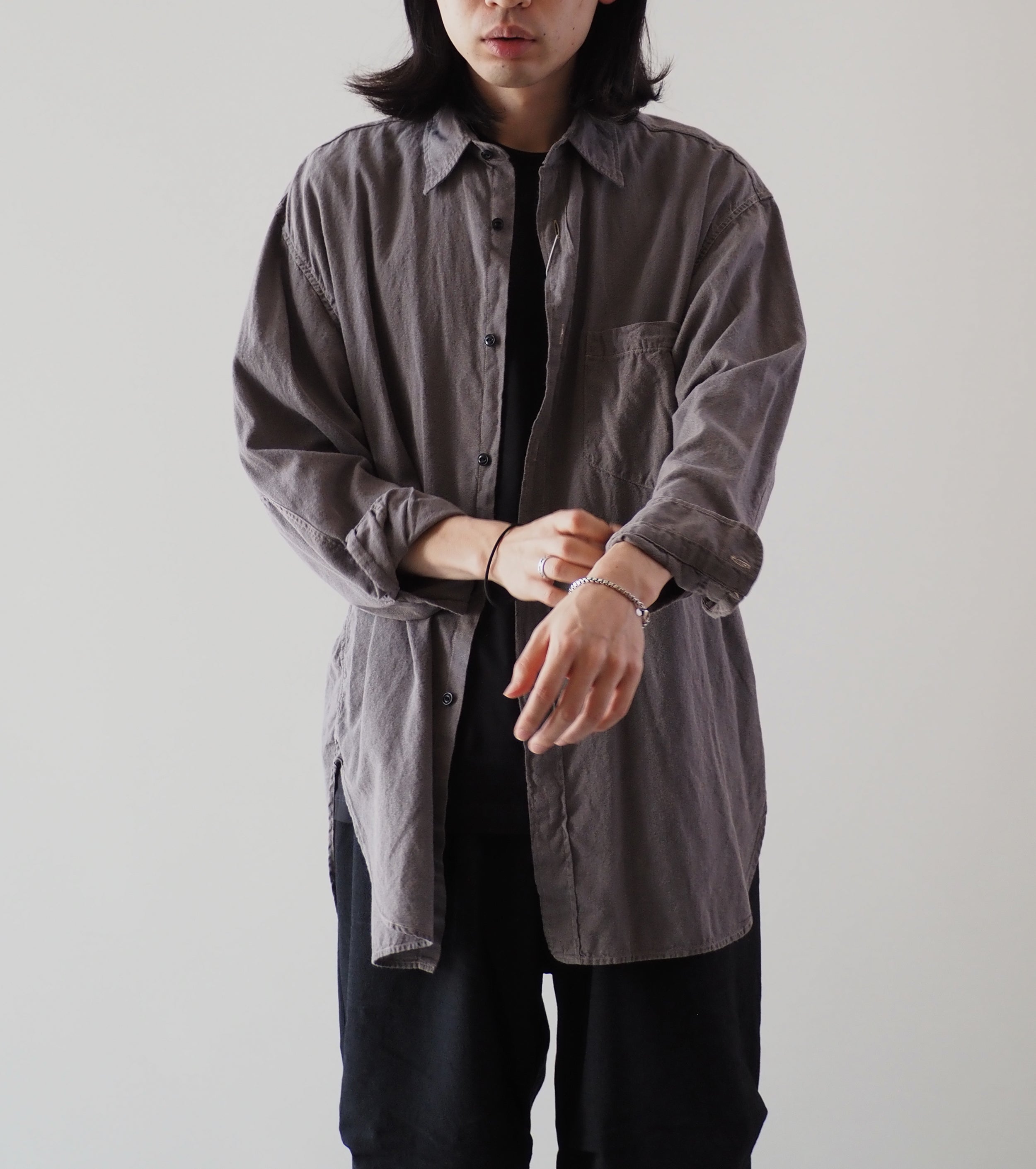 COMOLI  Yori Moku Work Shirt, Gray