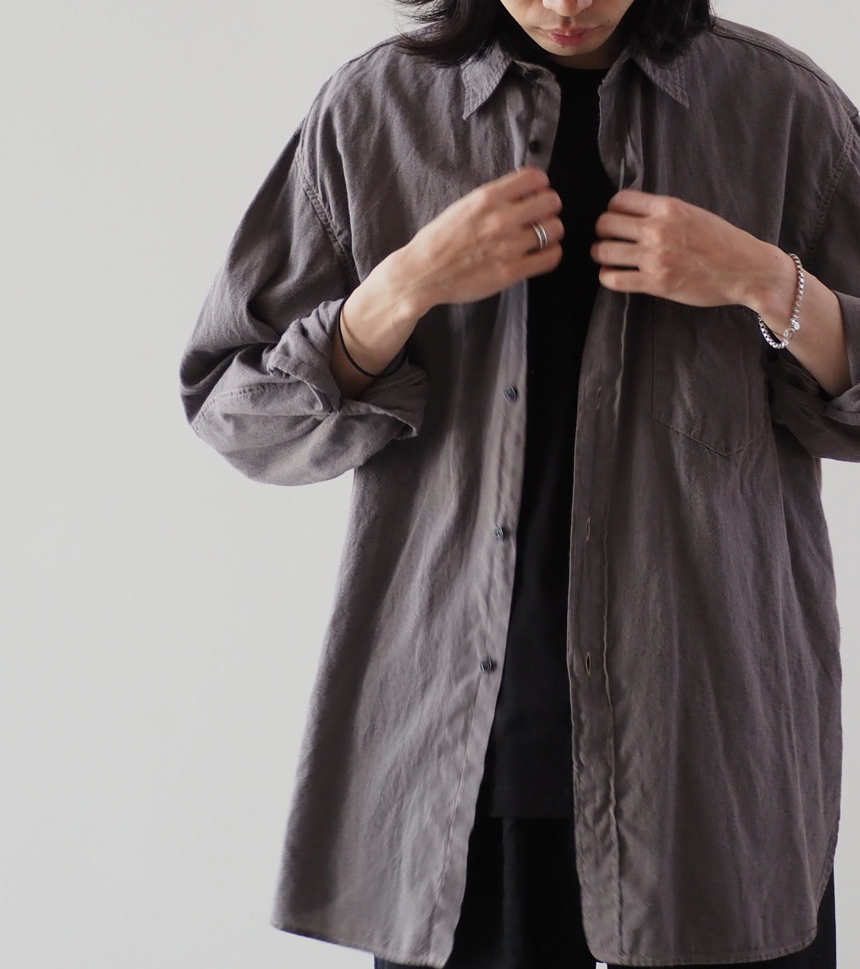 COMOLI Yori Moku Work Shirt, Gray