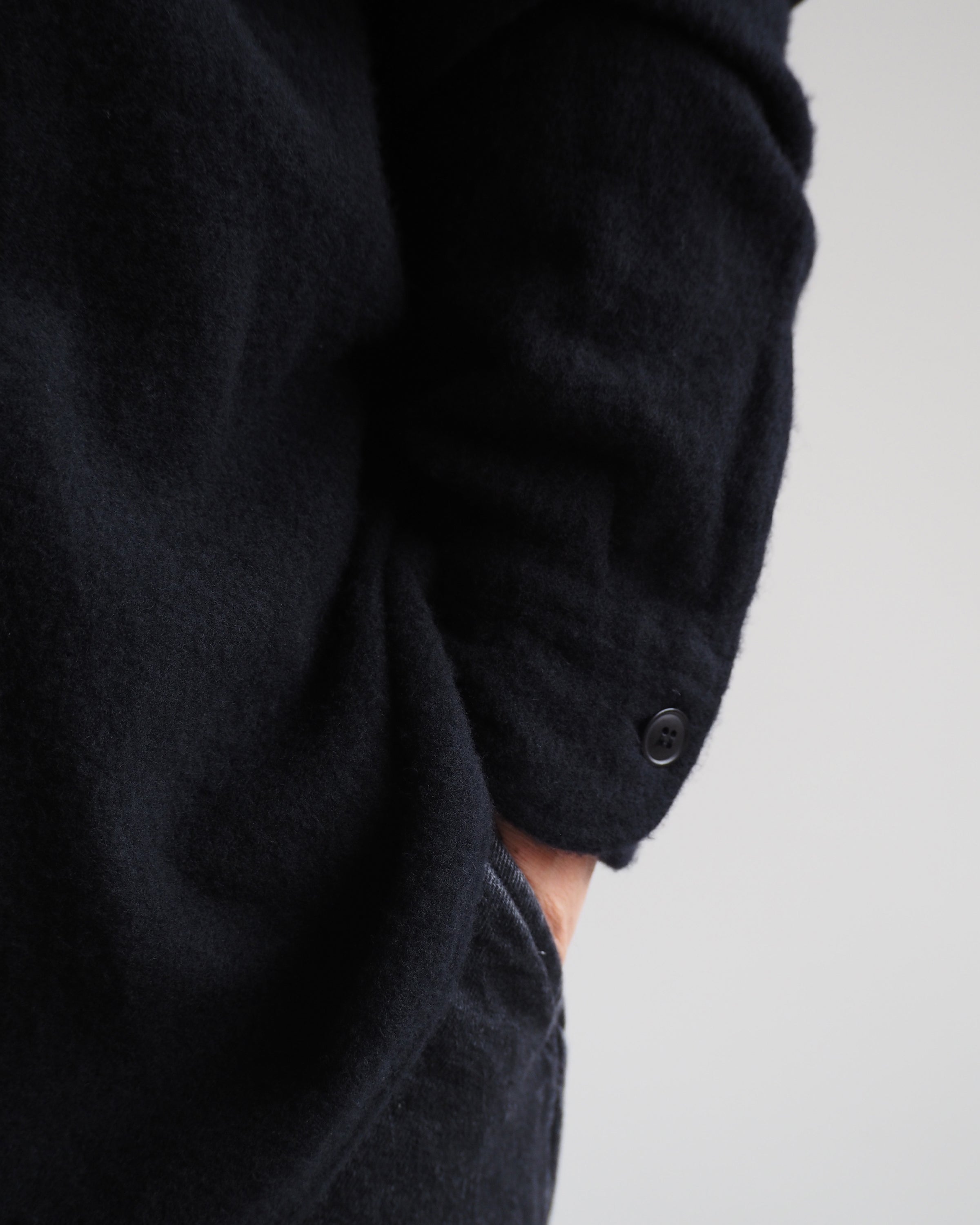Curly Wool Half Zip Shirt,Navy