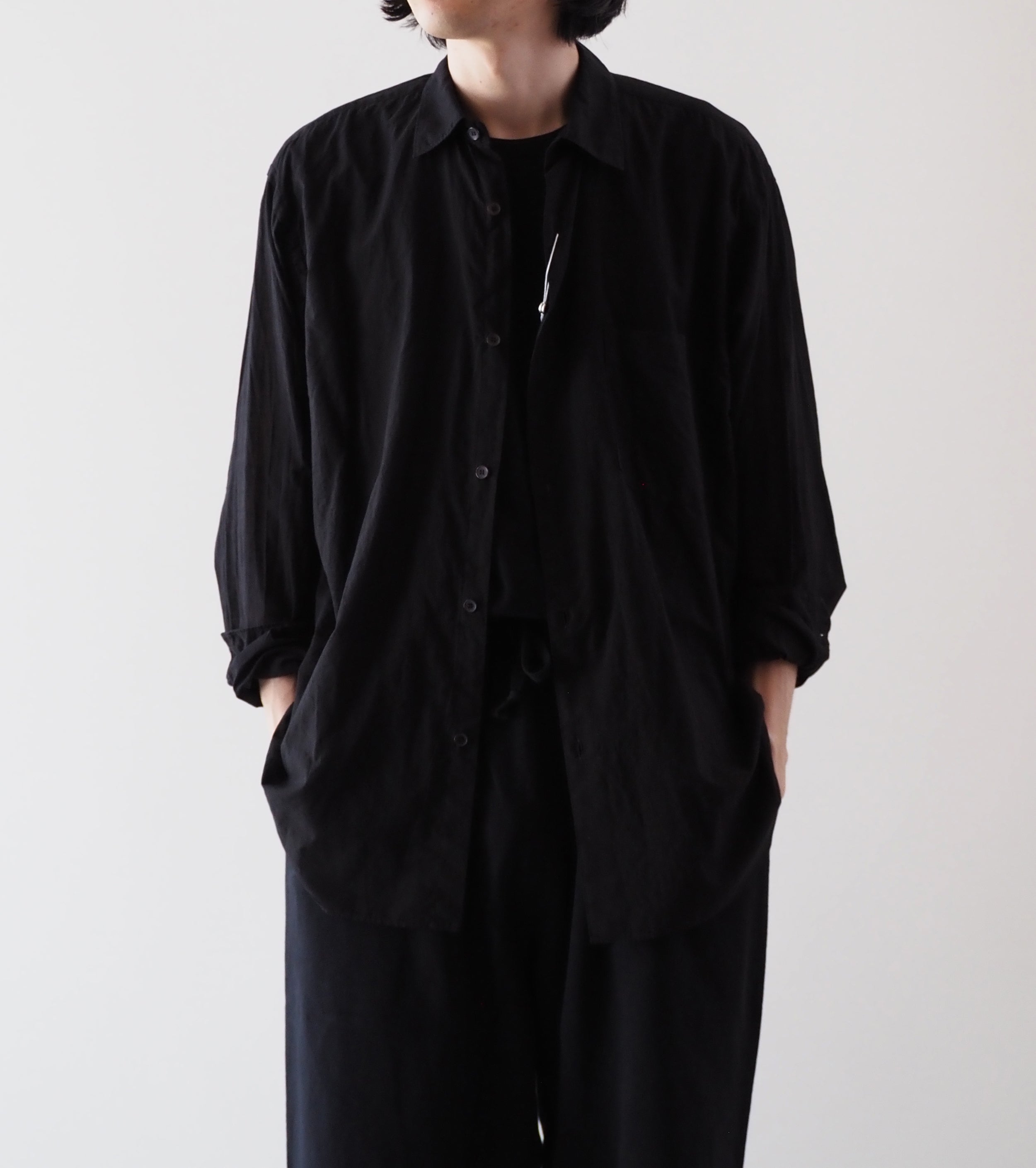 COMOLI KHADI Cotton Comoli Shirts, Black