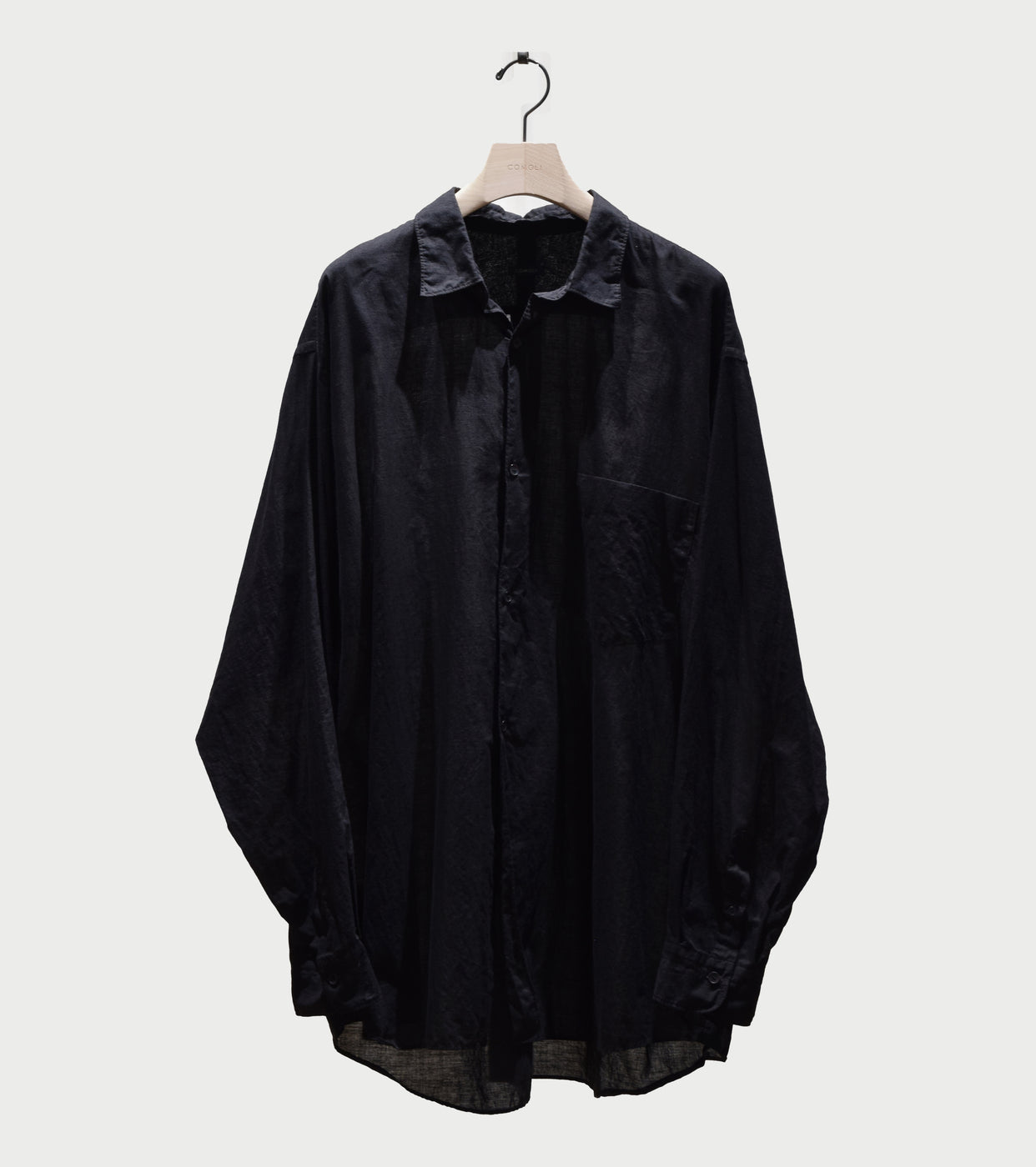 COMOLI KHADI Cotton Comoli Shirts, Black
