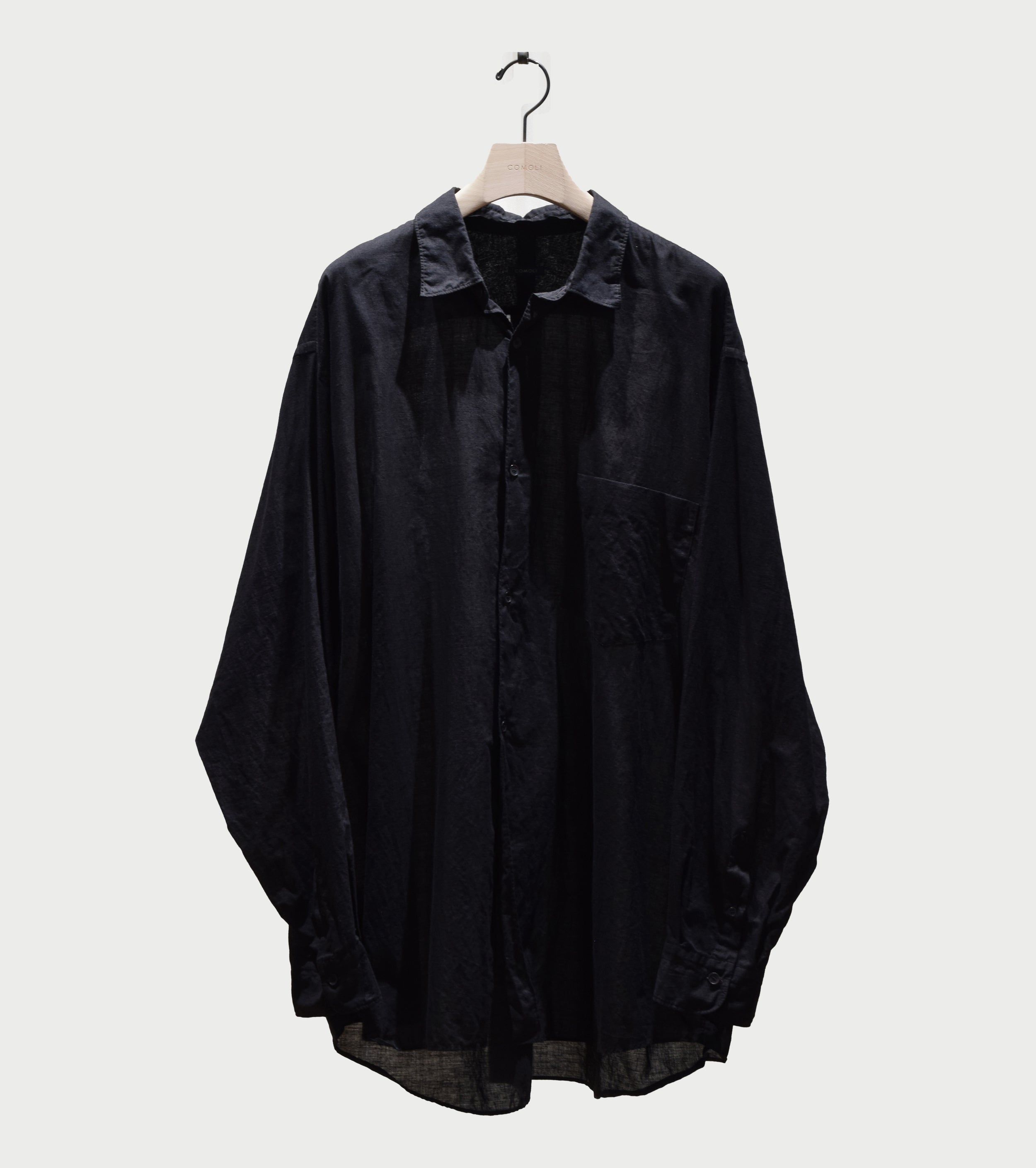 COMOLI KHADI Cotton Comoli Shirts, Black