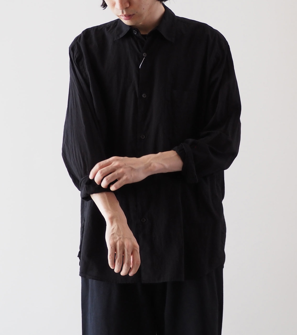 COMOLI KHADI Cotton Comoli Shirts, Black
