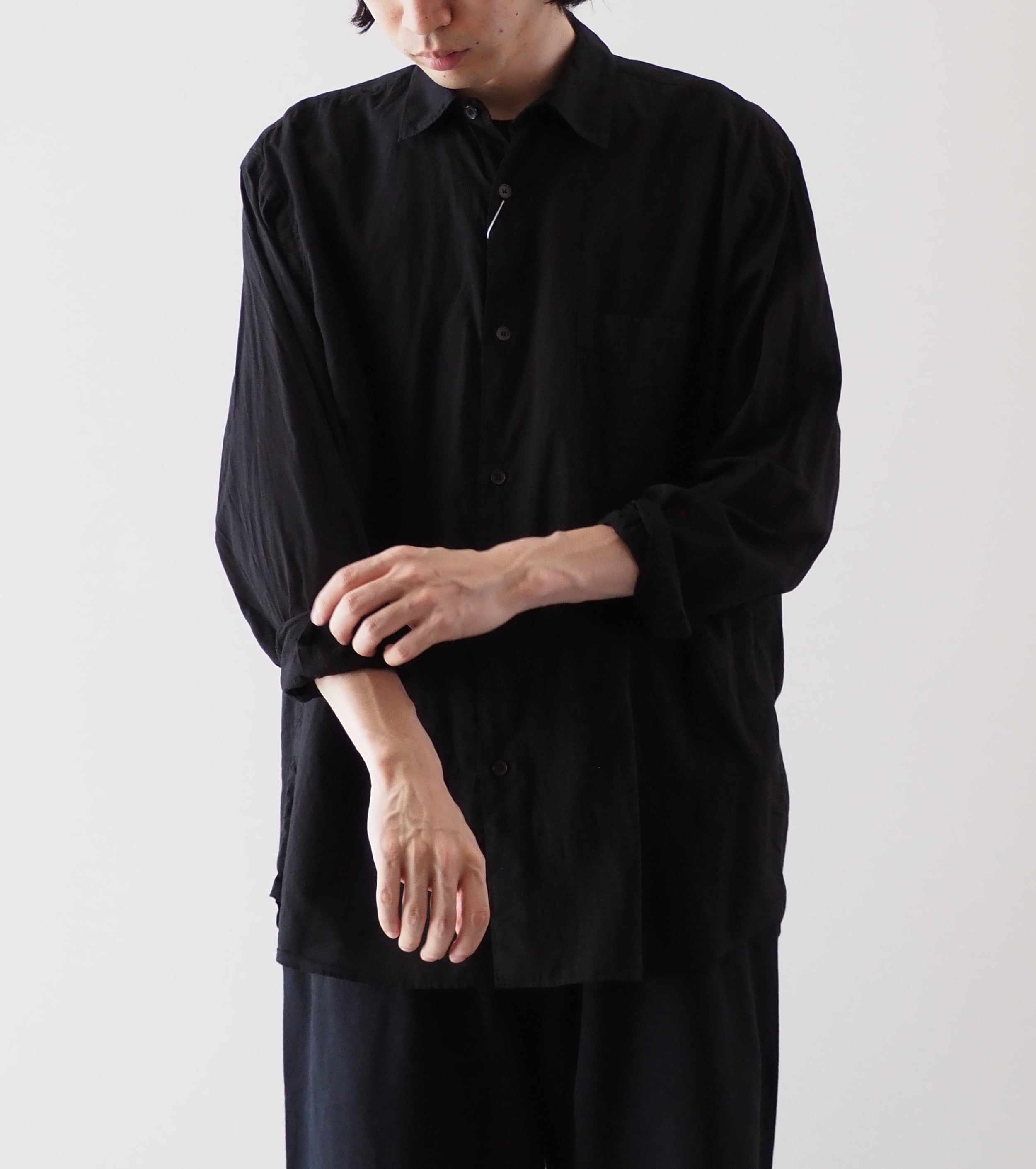 COMOLI KHADI Cotton Comoli Shirts, Black