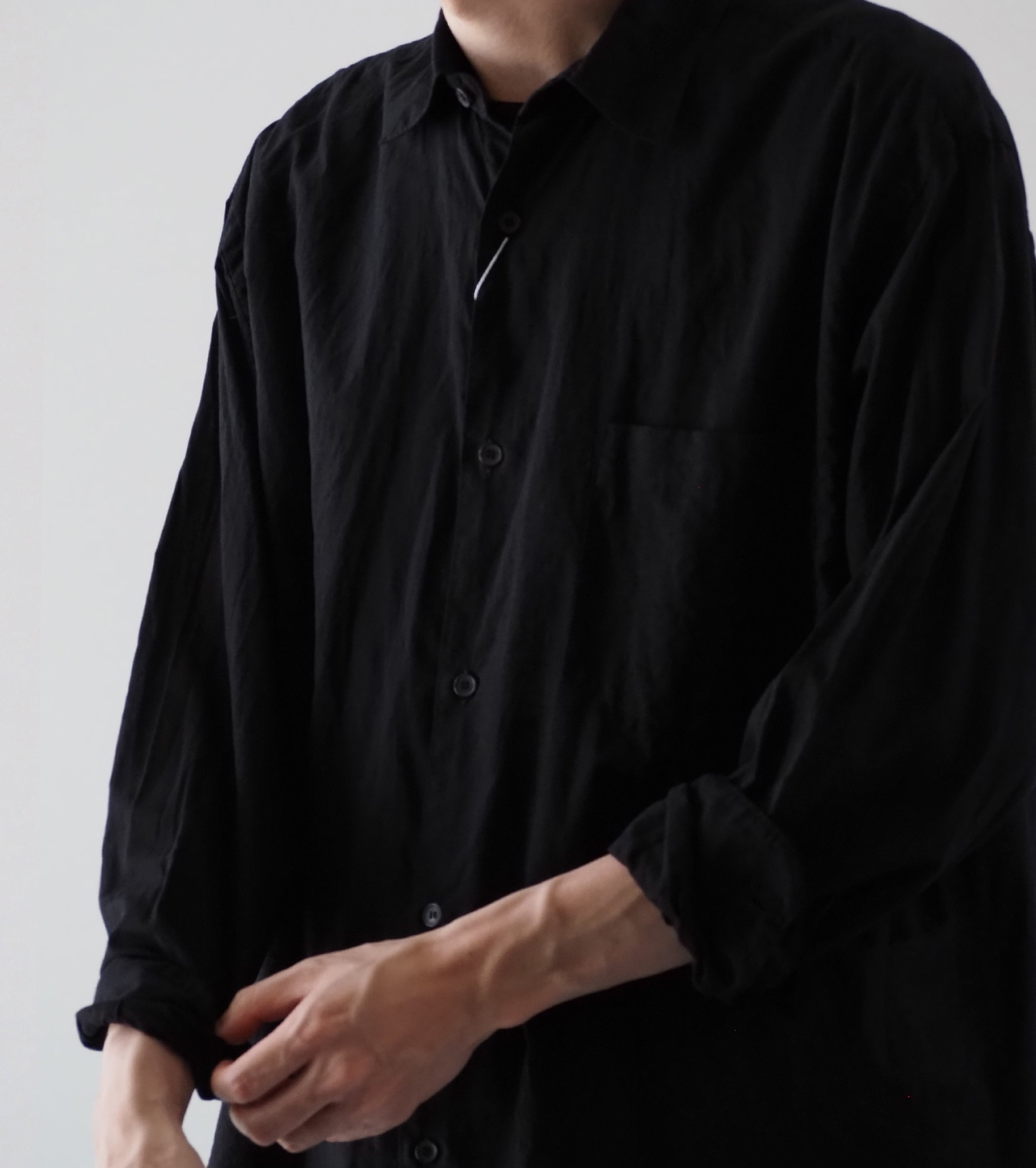 COMOLI KHADI Cotton Comoli Shirts, Black