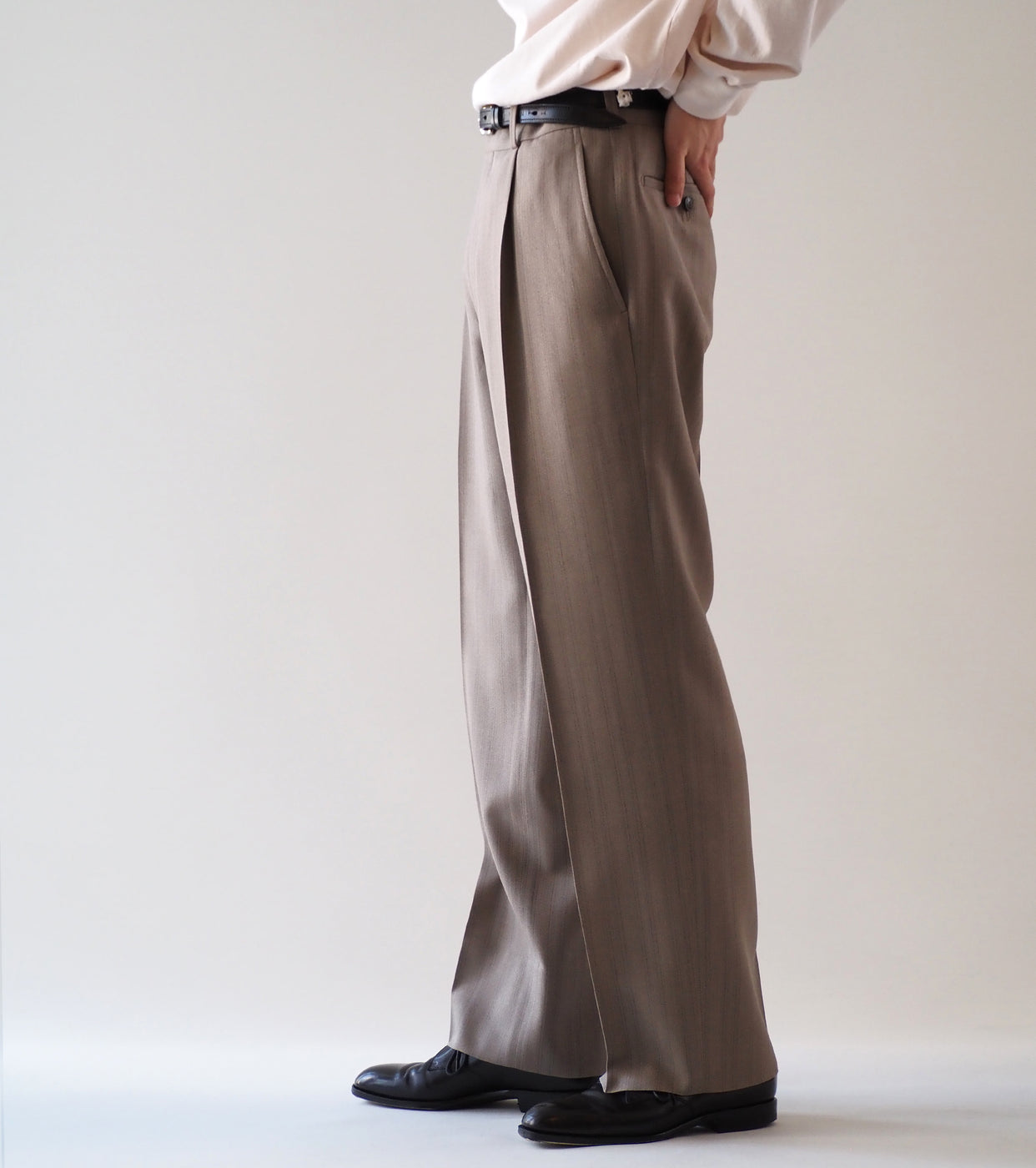 MAATEE&SONS SET UP TROUSER 2 , L Brown