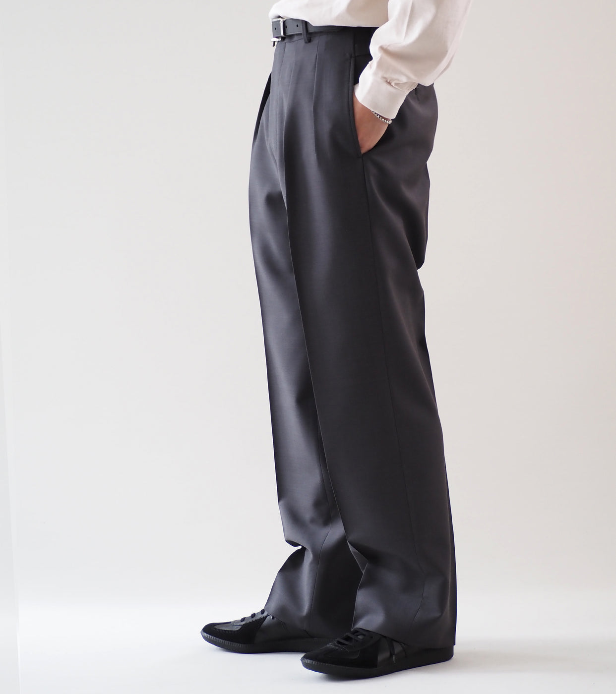 MAATEE&SONS FOREVER SLACKS , Grey Chambray