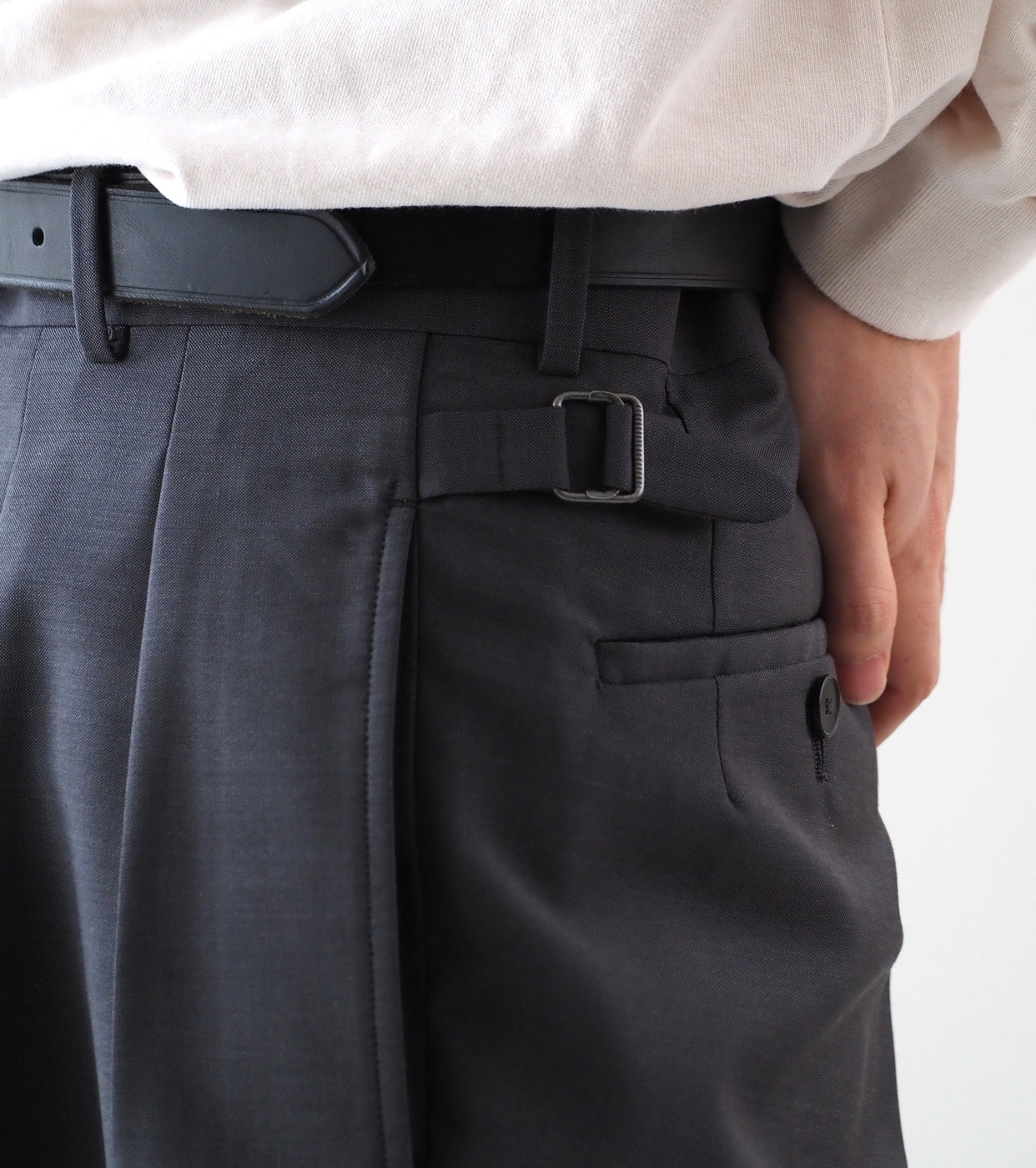 MAATEE&SONS FOREVER SLACKS , Grey Chambray