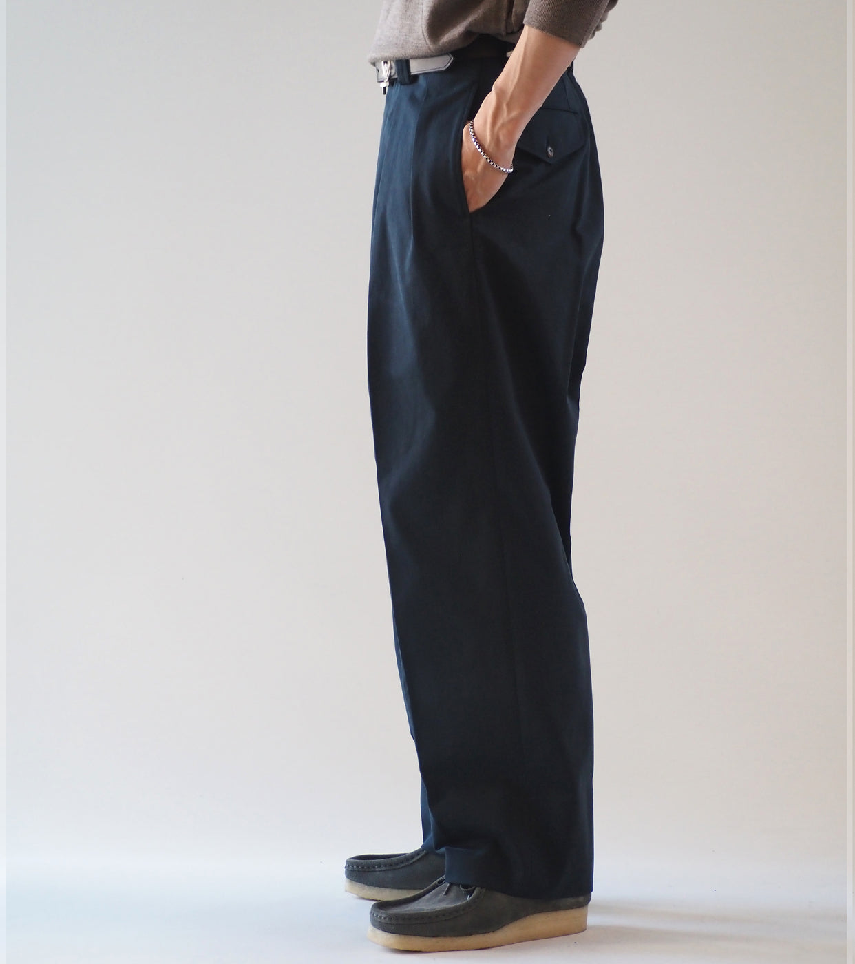 MAATEE&SONS AMERICAN TROUSER "LAURENCE" BAGGY CLOTH, Navy