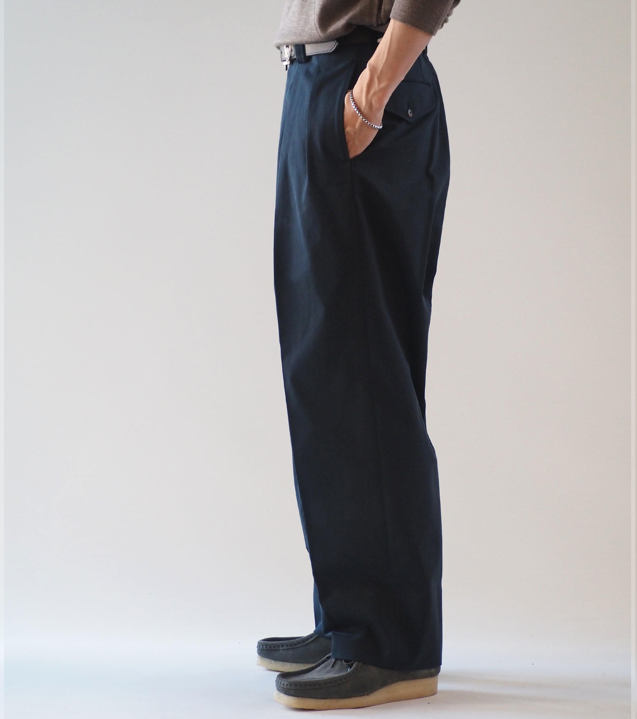 MAATEE&SONS AMERICAN TROUSER "LAURENCE" BAGGY CLOTH, Navy