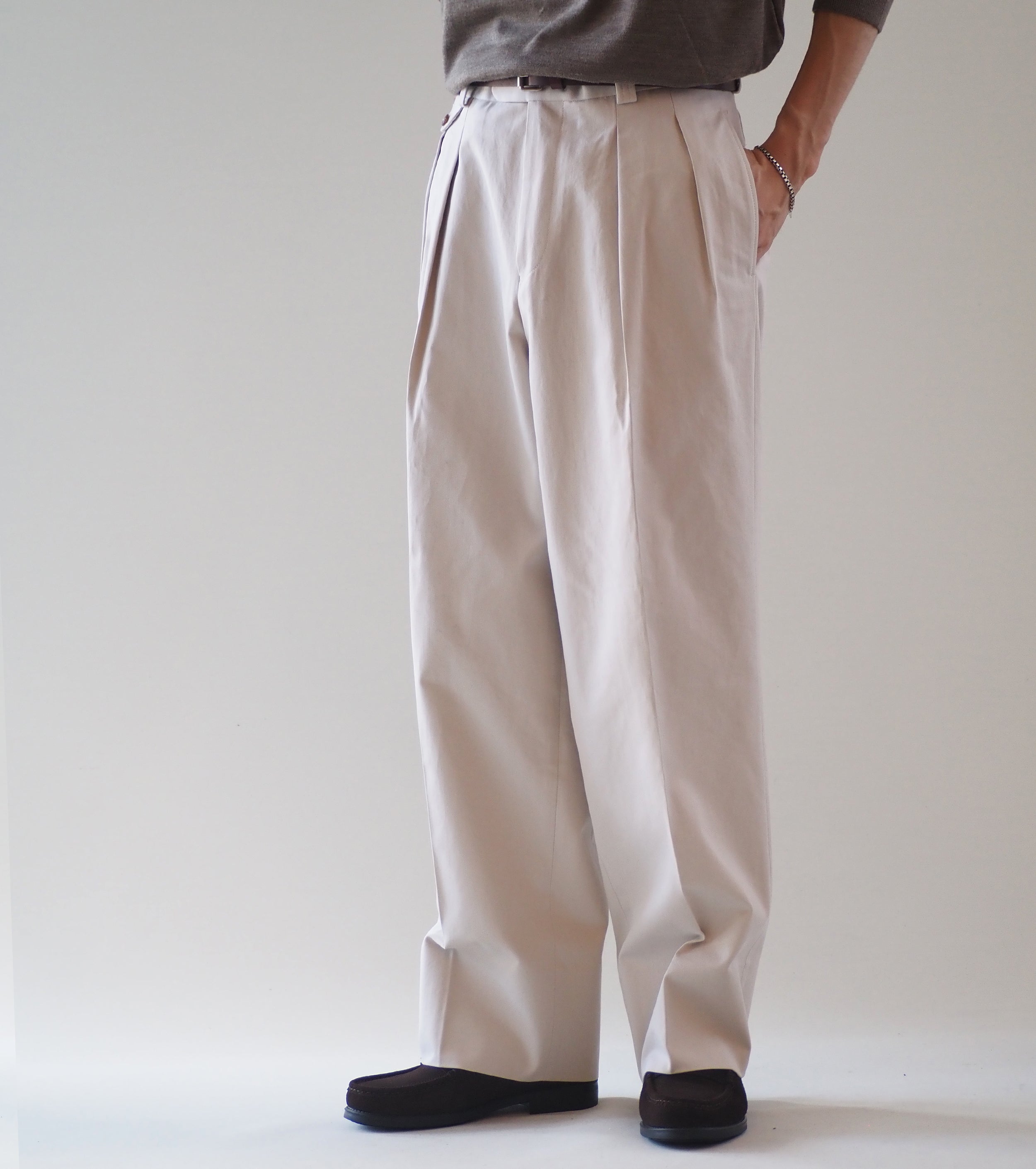 MAATEE&SONS AMERICAN TROUSER "LAURENCE" BAGGY CLOTH, Dasa Gray