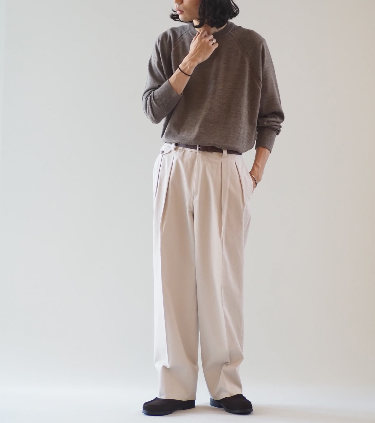MAATEE&SONS AMERICAN TROUSER "LAURENCE" BAGGY CLOTH, Dasa Gray