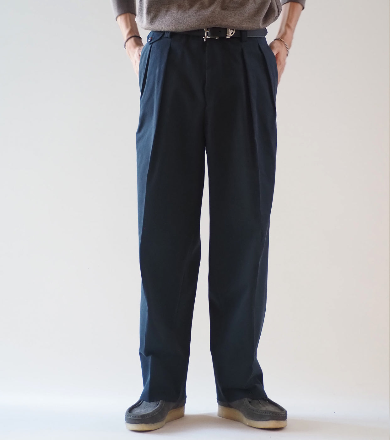 MAATEE&SONS AMERICAN TROUSER "LAURENCE" BAGGY CLOTH, Navy