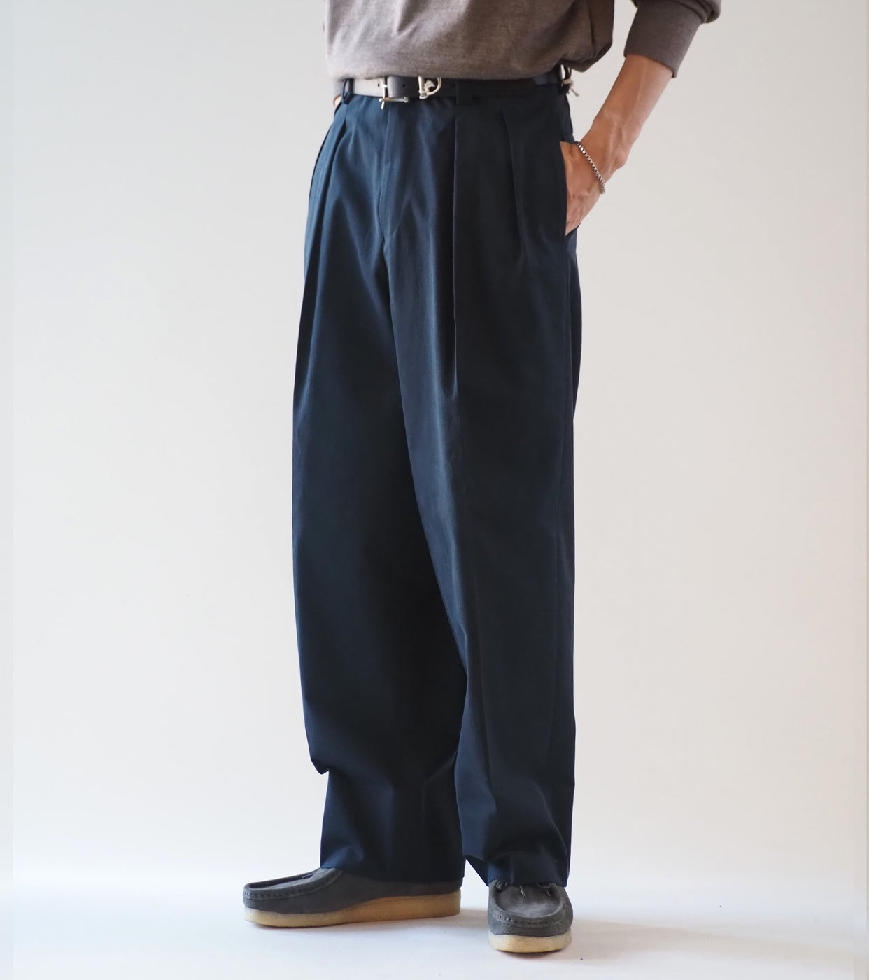 MAATEE&SONS AMERICAN TROUSER "LAURENCE" BAGGY CLOTH, Navy