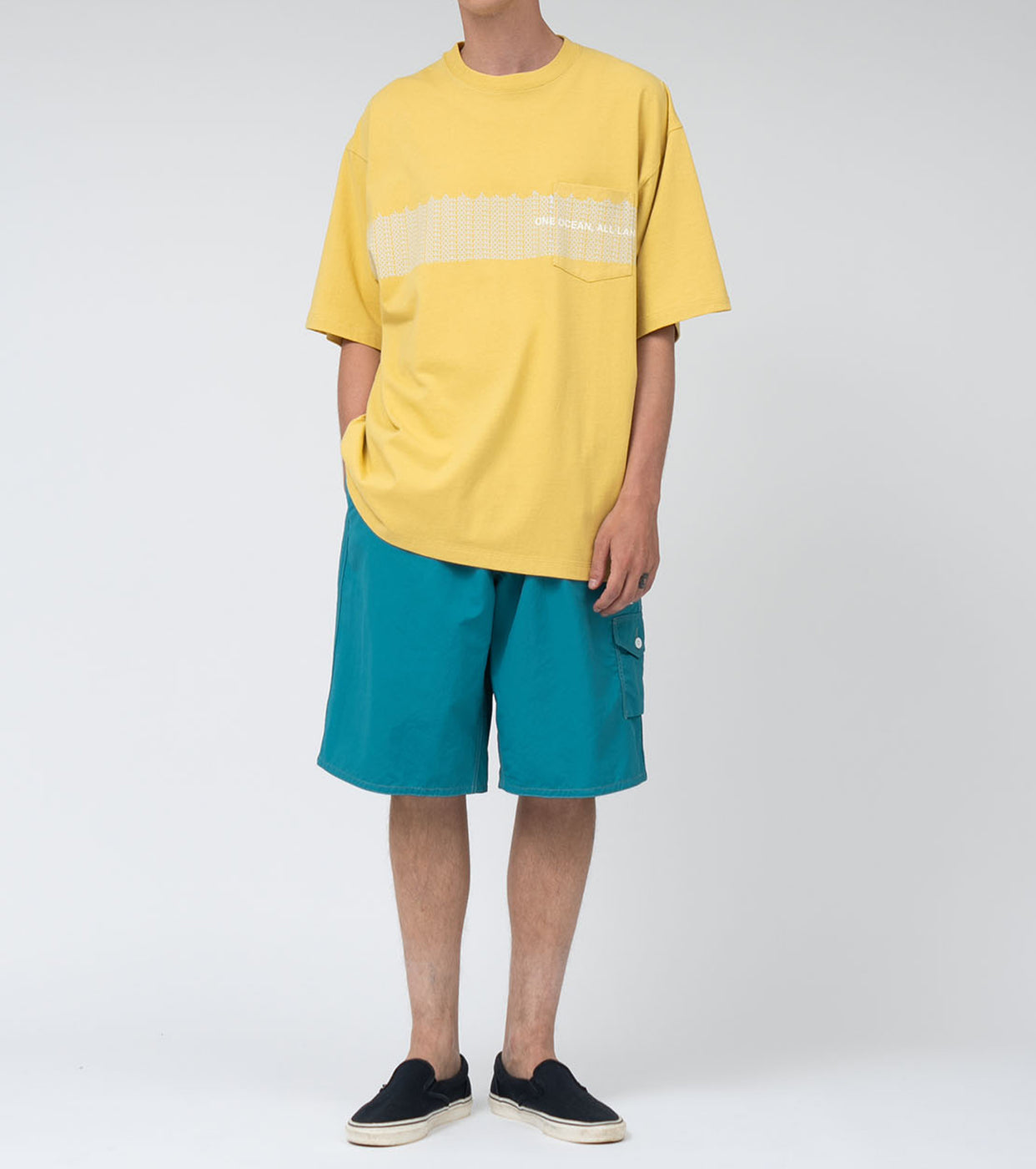 nanamica  OOAL Graphic Pocket Tee, Vintage Yellow
