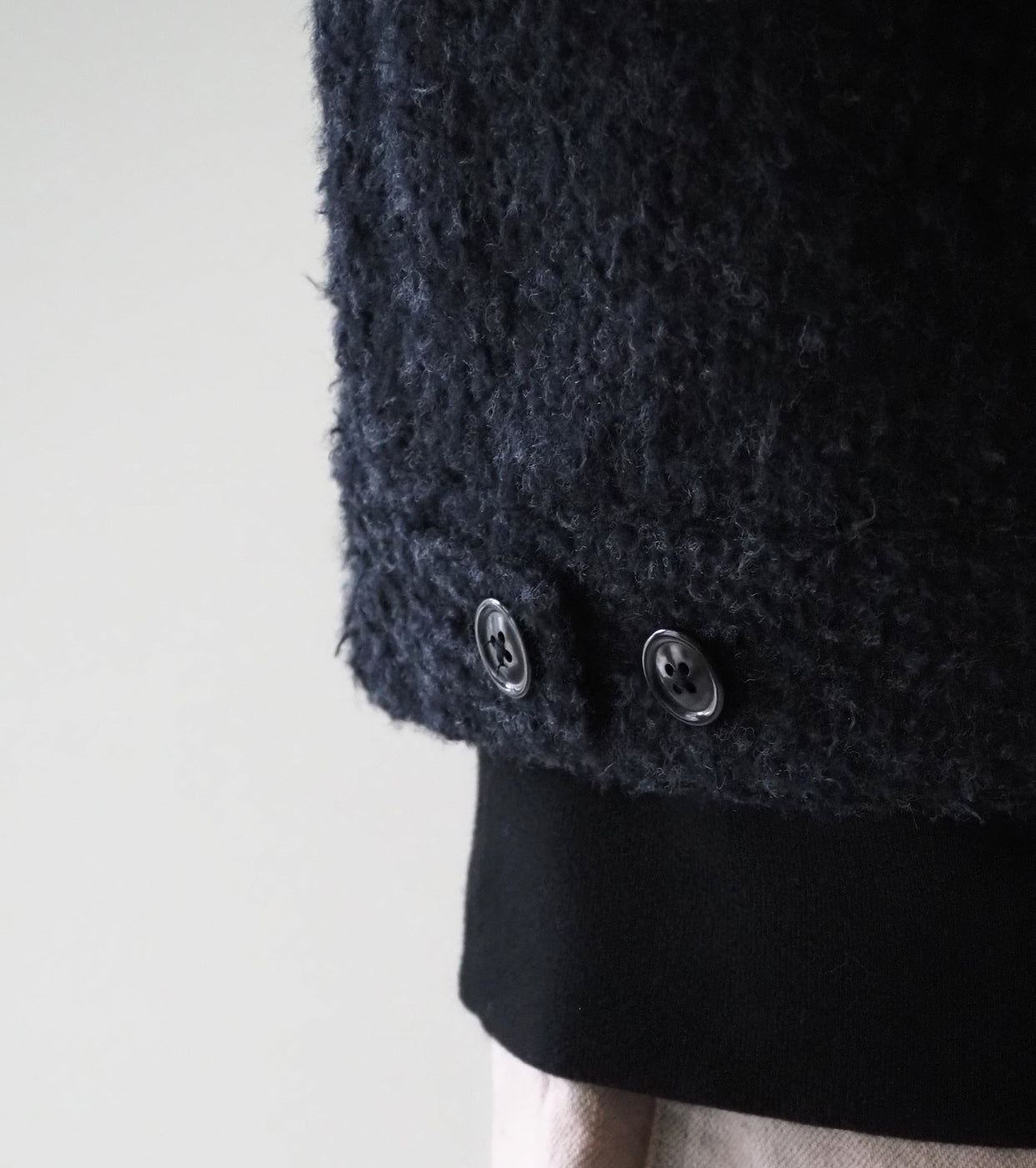 blurhms Brushed Wool Zip Short Jacket ,Heather Charcoal