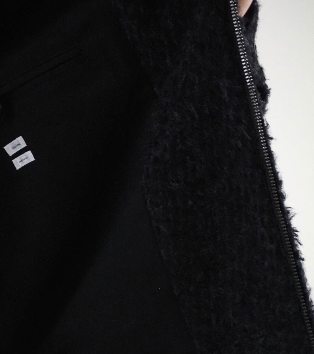 blurhms Brushed Wool Zip Short Jacket ,Heather Charcoal