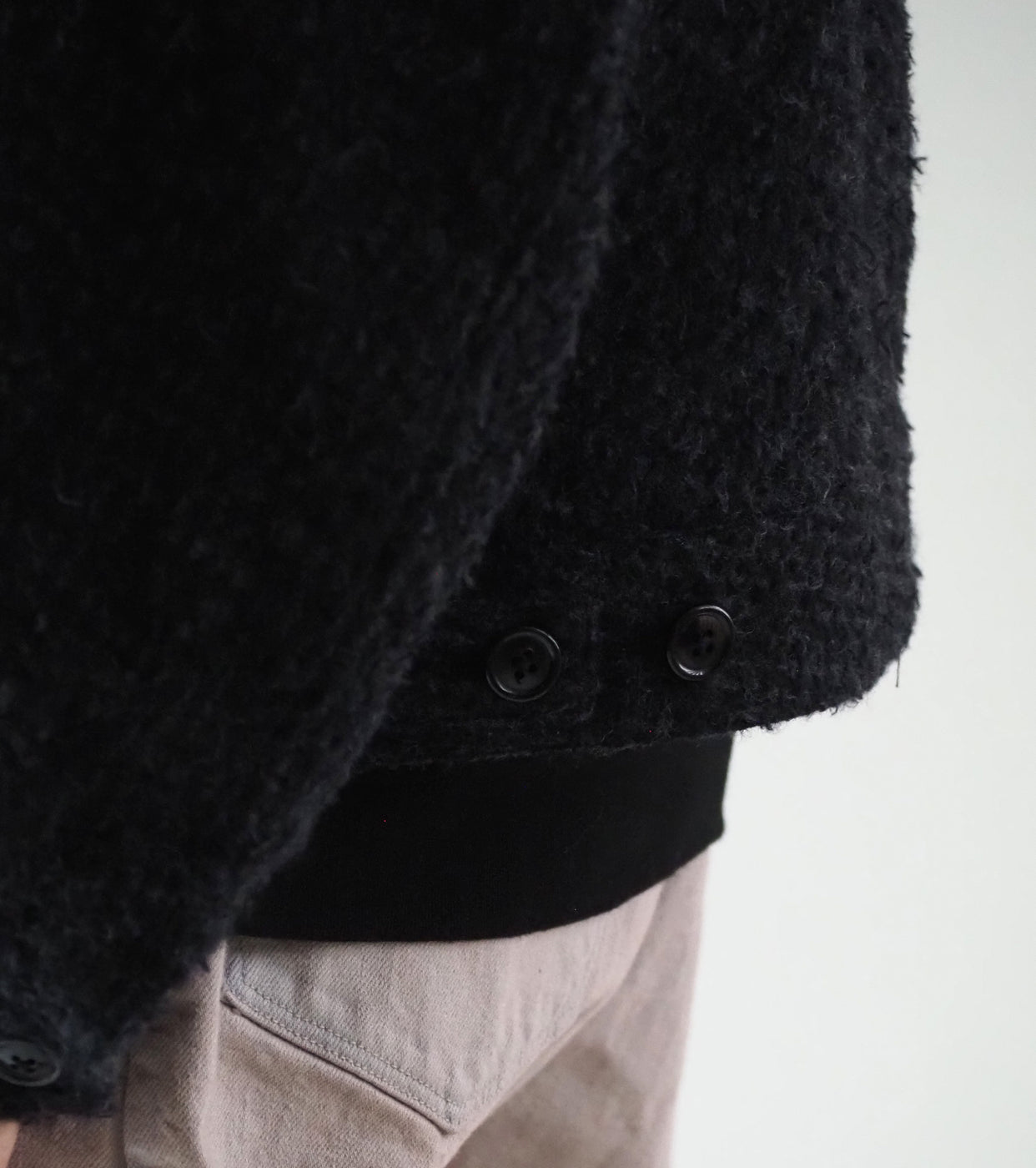 blurhms Brushed Wool Zip Short Jacket ,Heather Charcoal