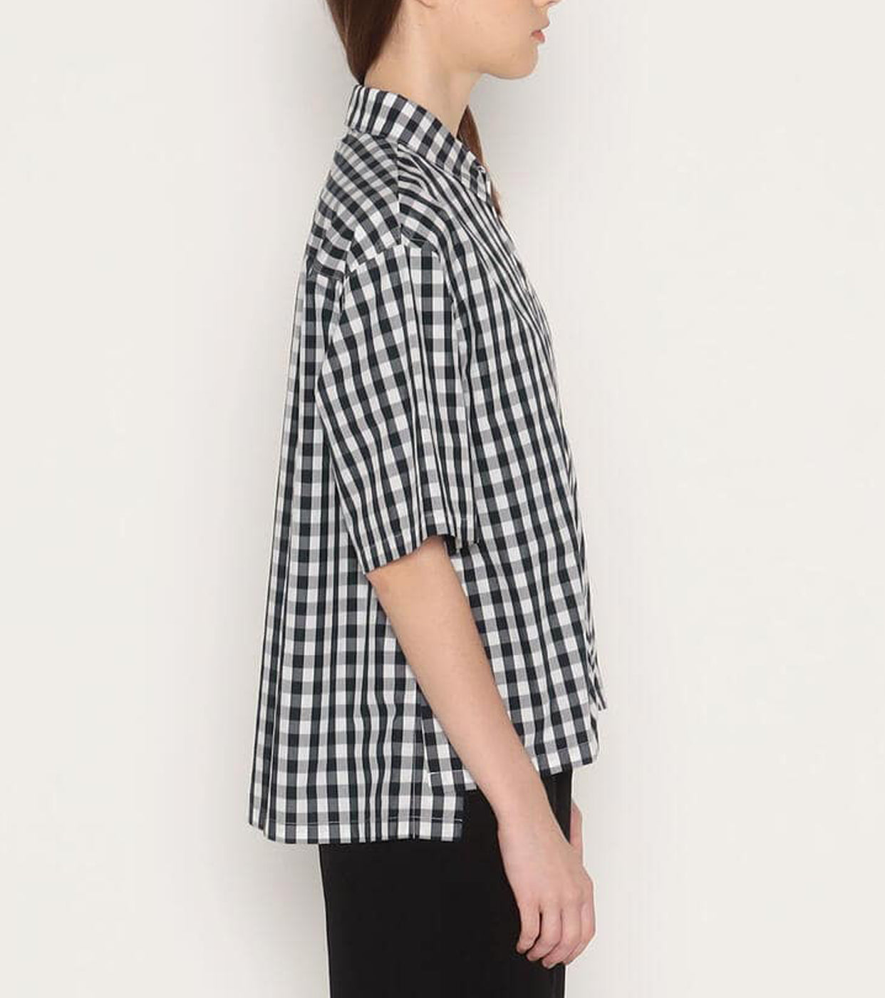 DANTON Cotton Short Sleeves Shirt, Navy White Gingham