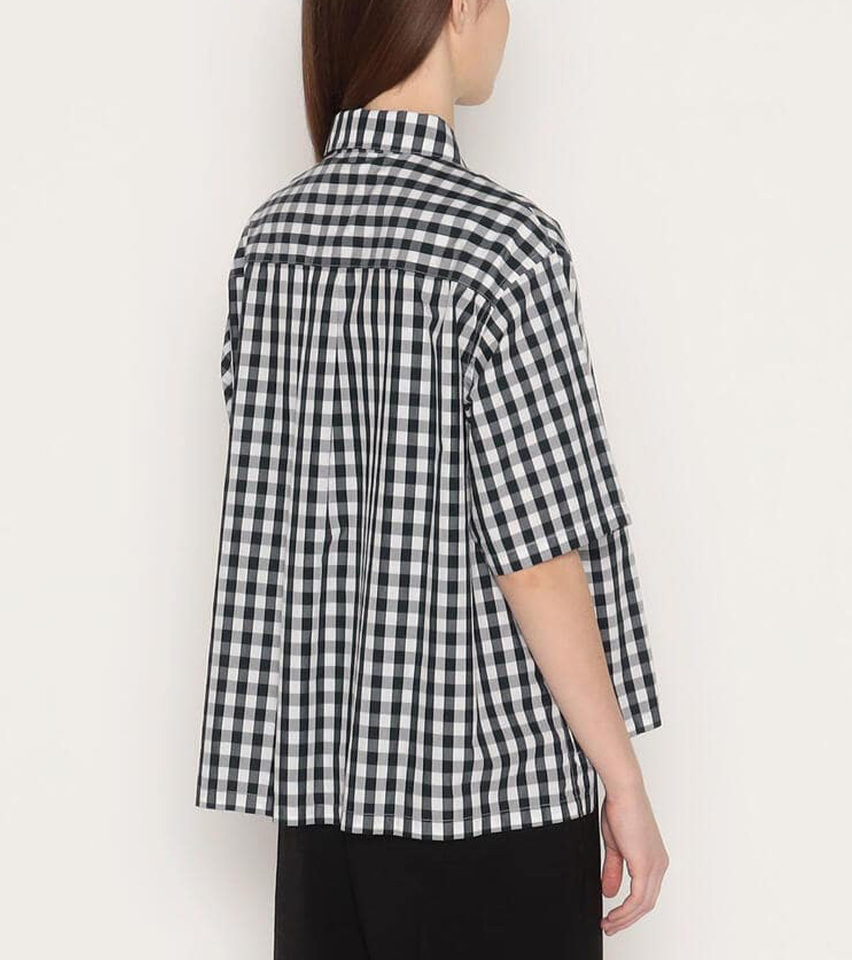 DANTON Cotton Short Sleeves Shirt, Navy White Gingham